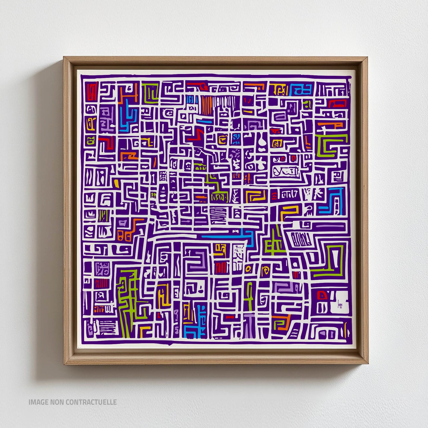 Mon oeuvre "Silicium" - Composition abstraite évoquant la précision et la beauté de la technologie. Sur cadre flottant 110x110cm