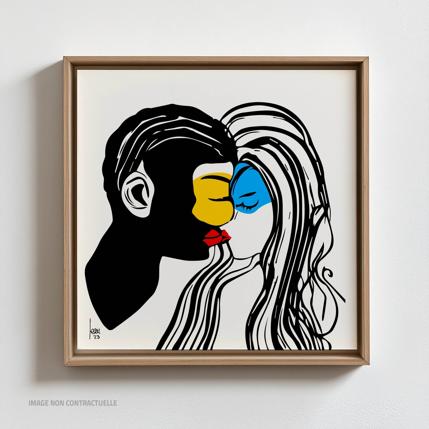 Tirage de mon oeuvre "Masques" – Portrait contemporain sur papier haut de gamme, format 110x110 cm.
