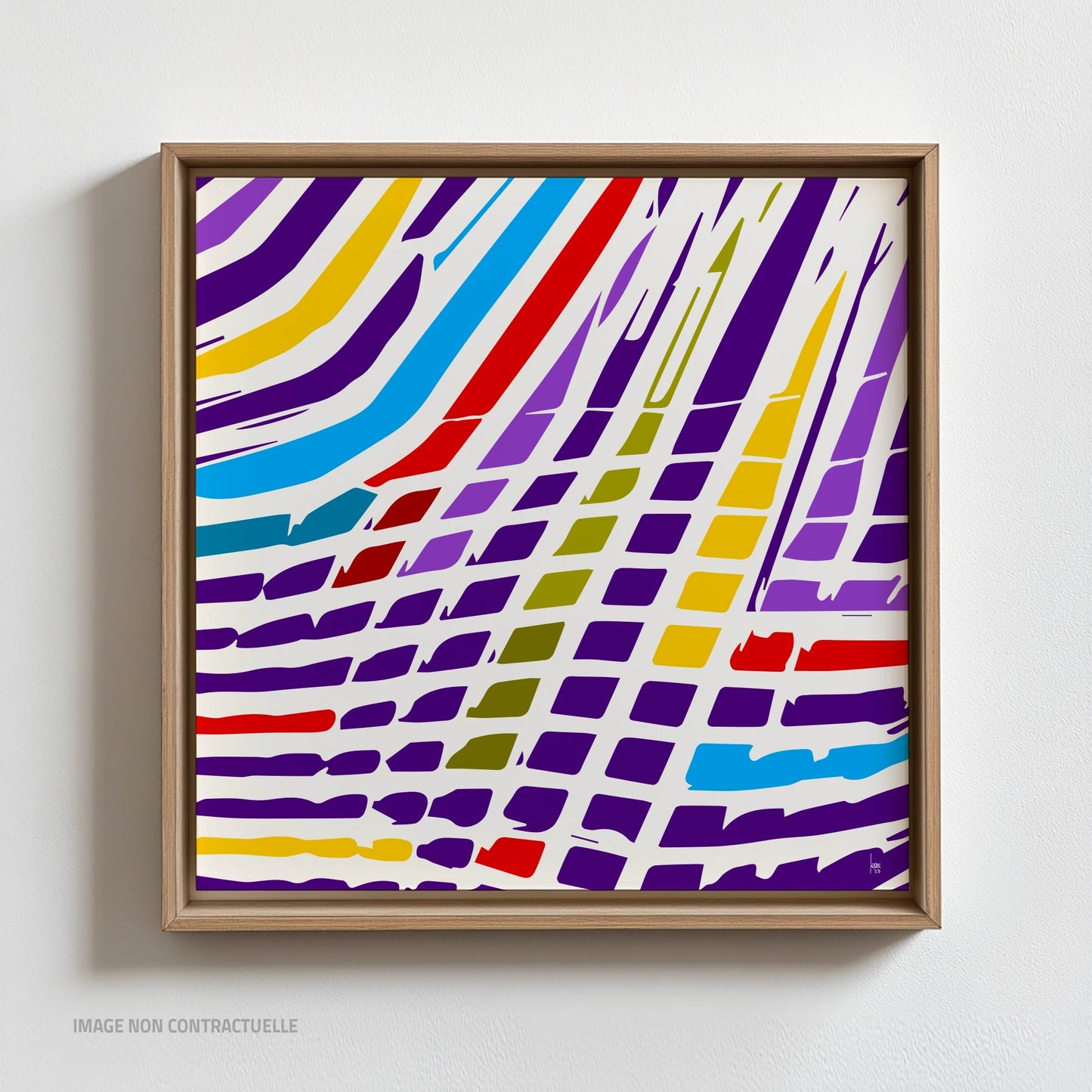 "Cyclone", mon oeuvre tirage d'art abstrait sur cadre flottant 110x110 cm, édition limitée par Limonade Bleue.