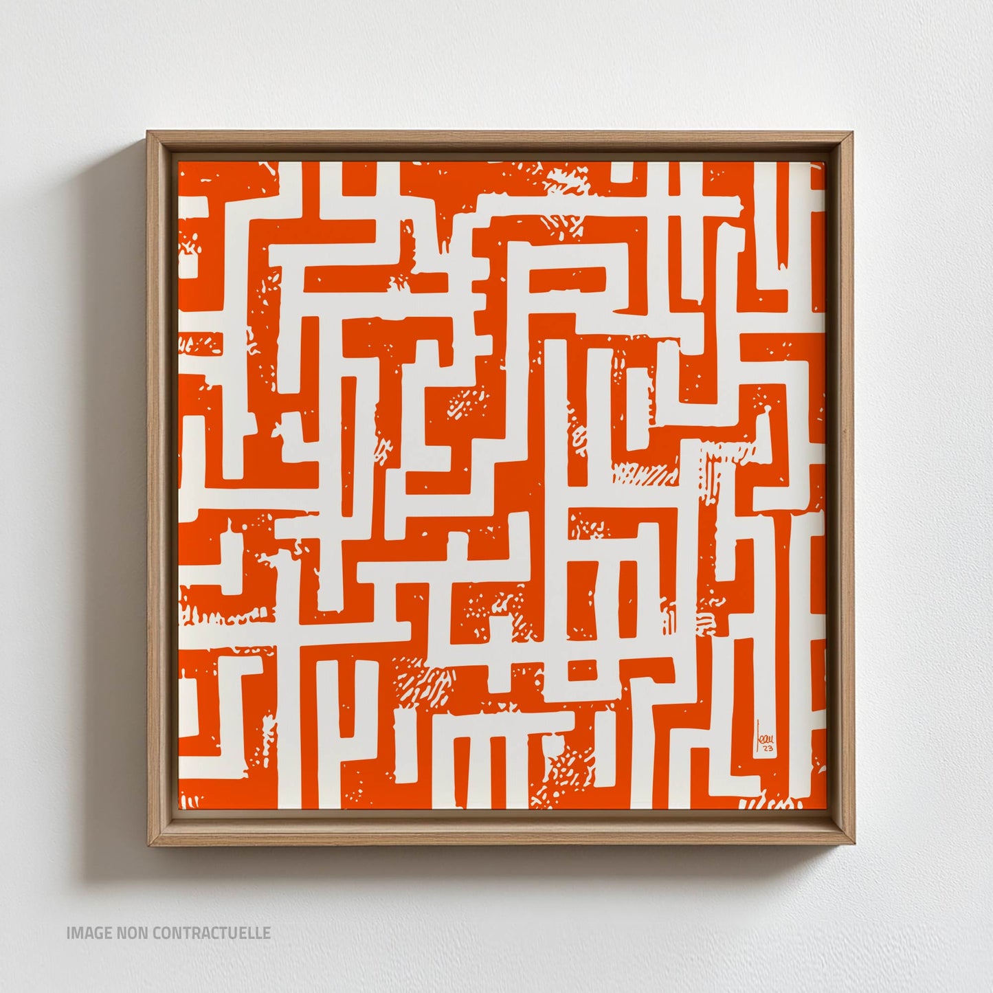 "Itinéraire", tirage sur caisse américaine 110x110 cm, design contemporain.