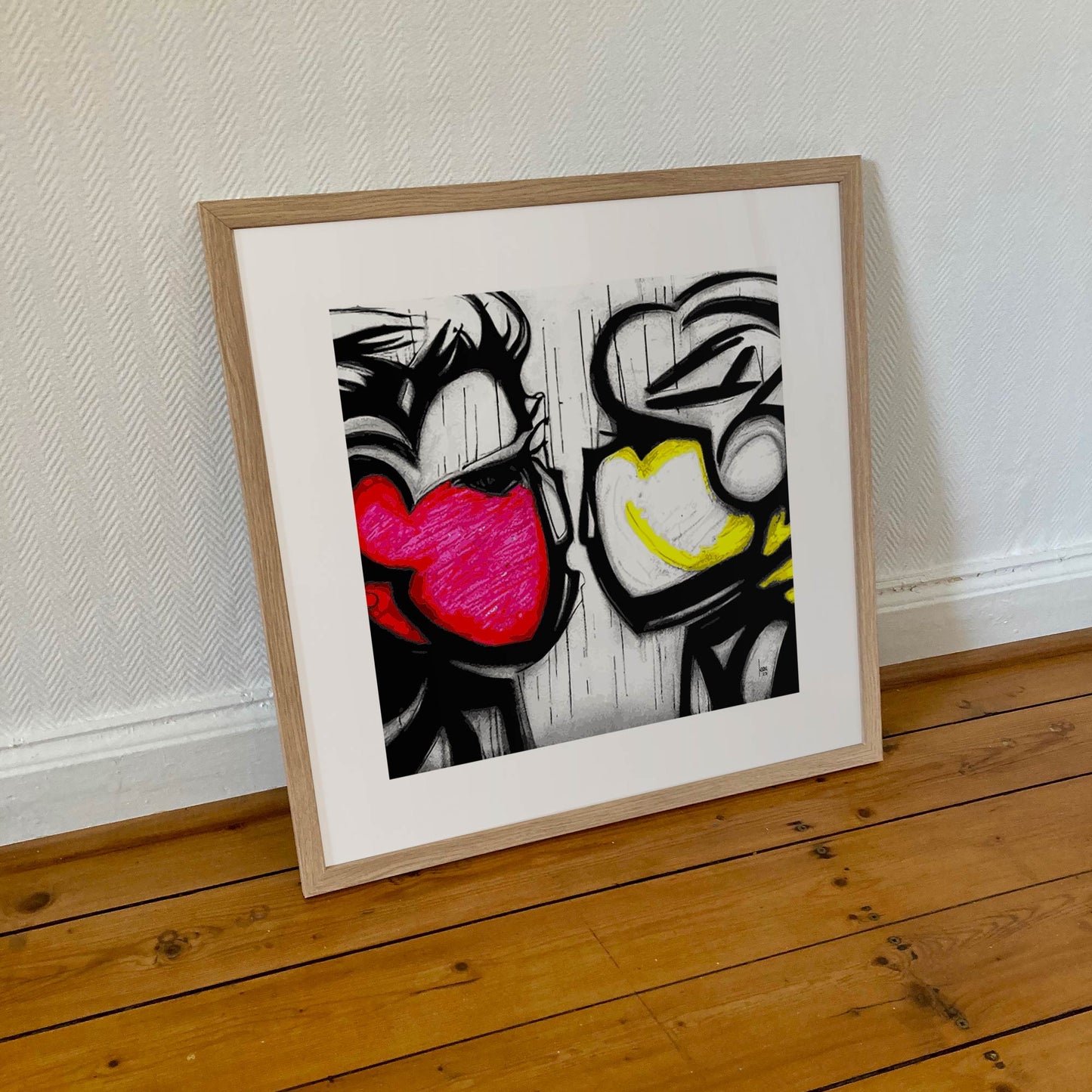 Tête-à-Tête, tirage abstrait encadré format 50x50 cm.