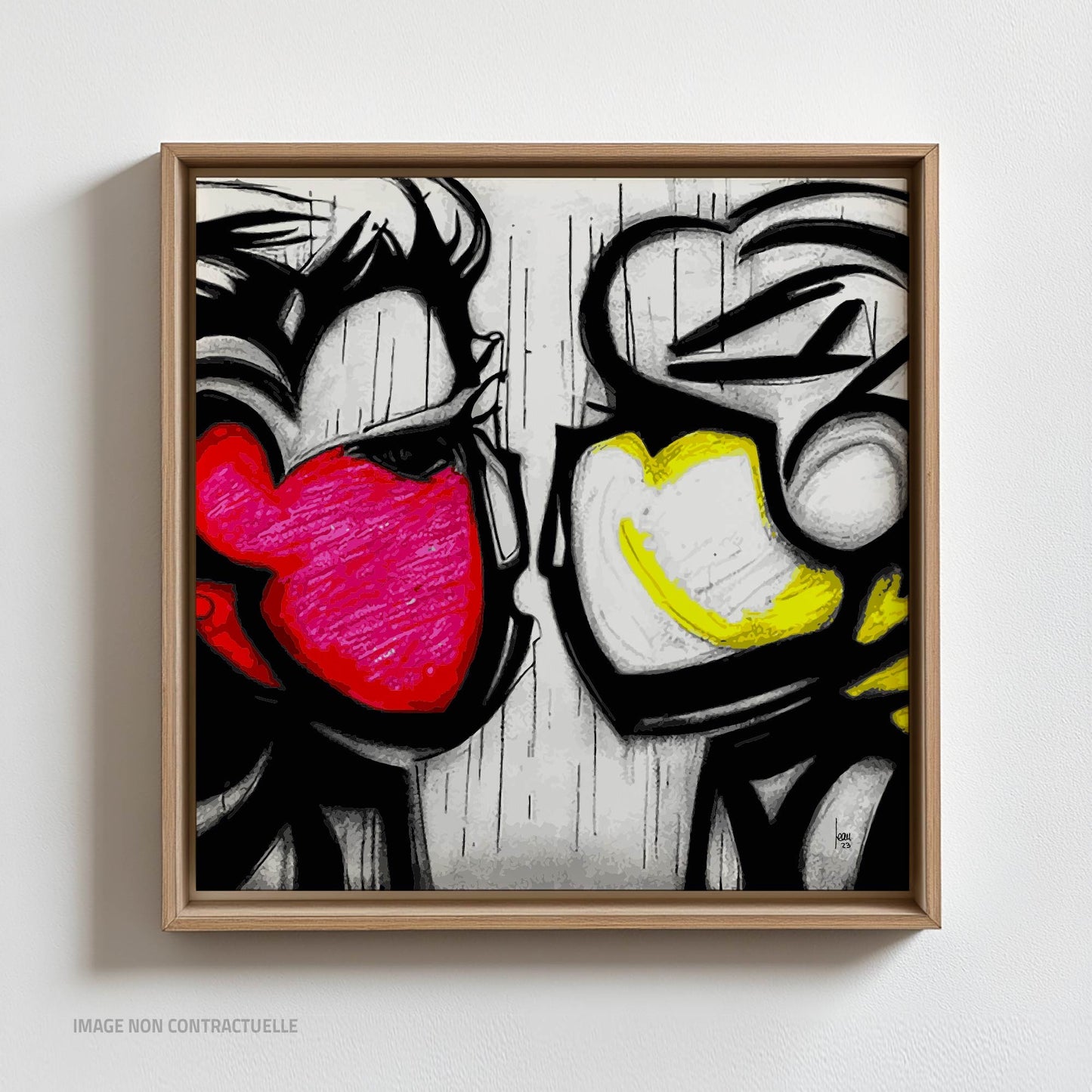 Oeuvre "Tête-à-Tête", tirage sur caisse américaine format carré 70x70 cm.