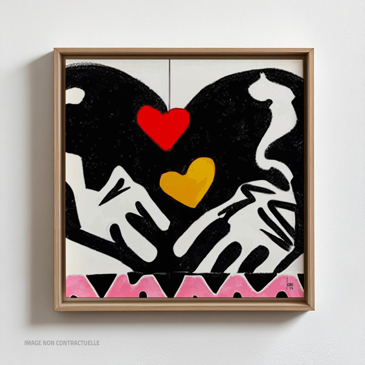 Oeuvre "Papillon, tirage sur cadre flottant carré 110x110 cm, art contemporain.