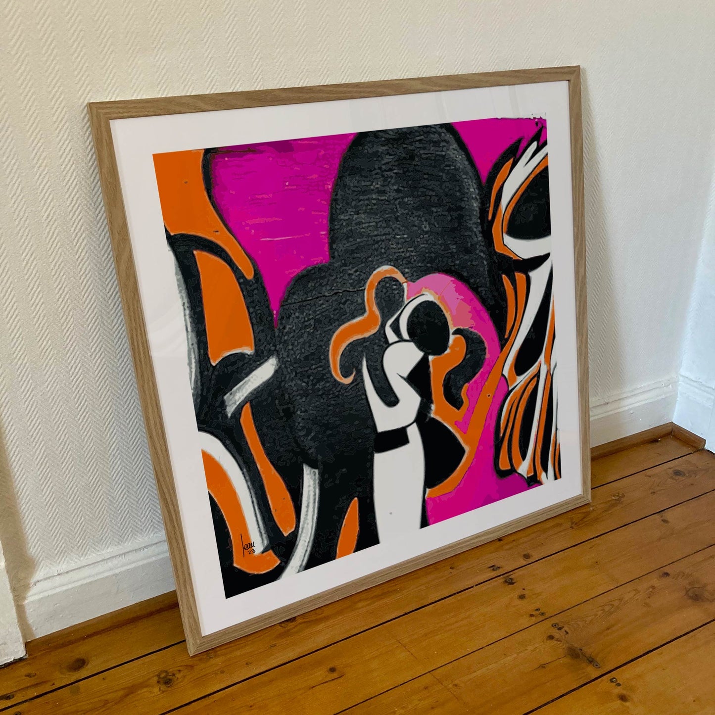 "Étreinte", tirage d'art sur toile 70x70cm, art abstrait émotionnel.