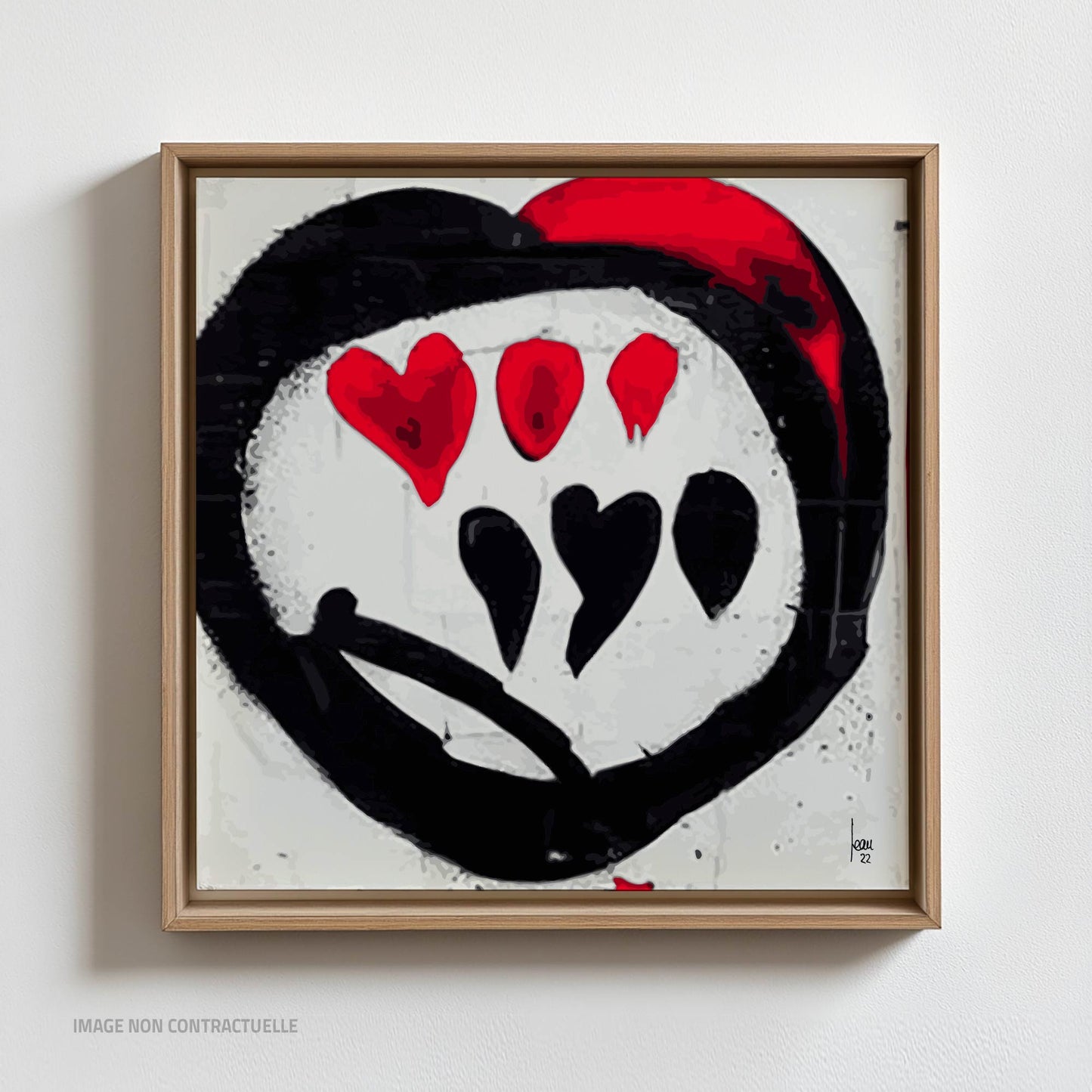 Oeuvre "Pulsations", tirage contemporain sur cadre flottant au format 110x110 cm.