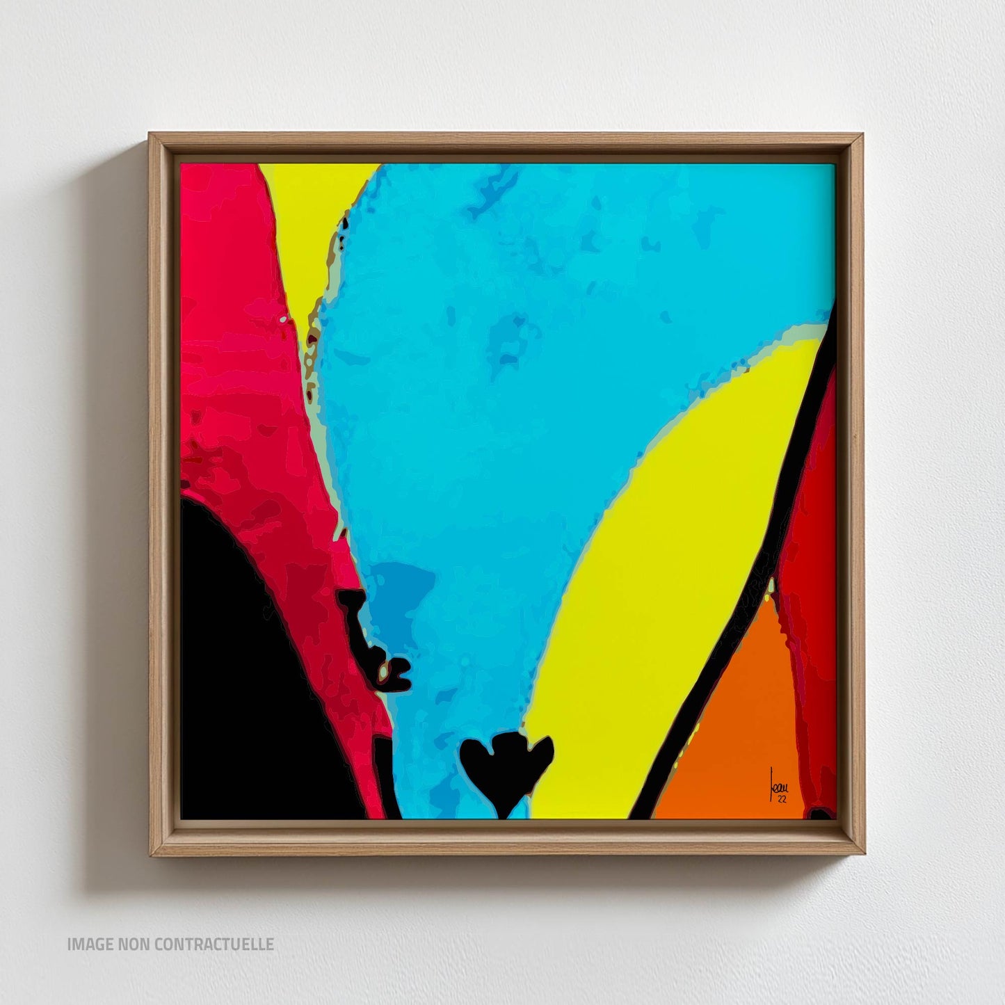 Tirage d'art de mon oeuvre "Jeune Pousse" sur cadre flottant 110x110cm