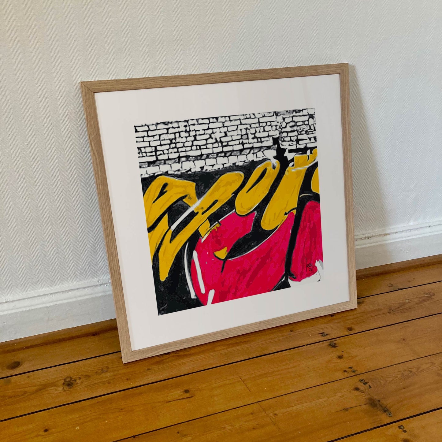 Fondations, tirage abstrait encadré format 50x50 cm.