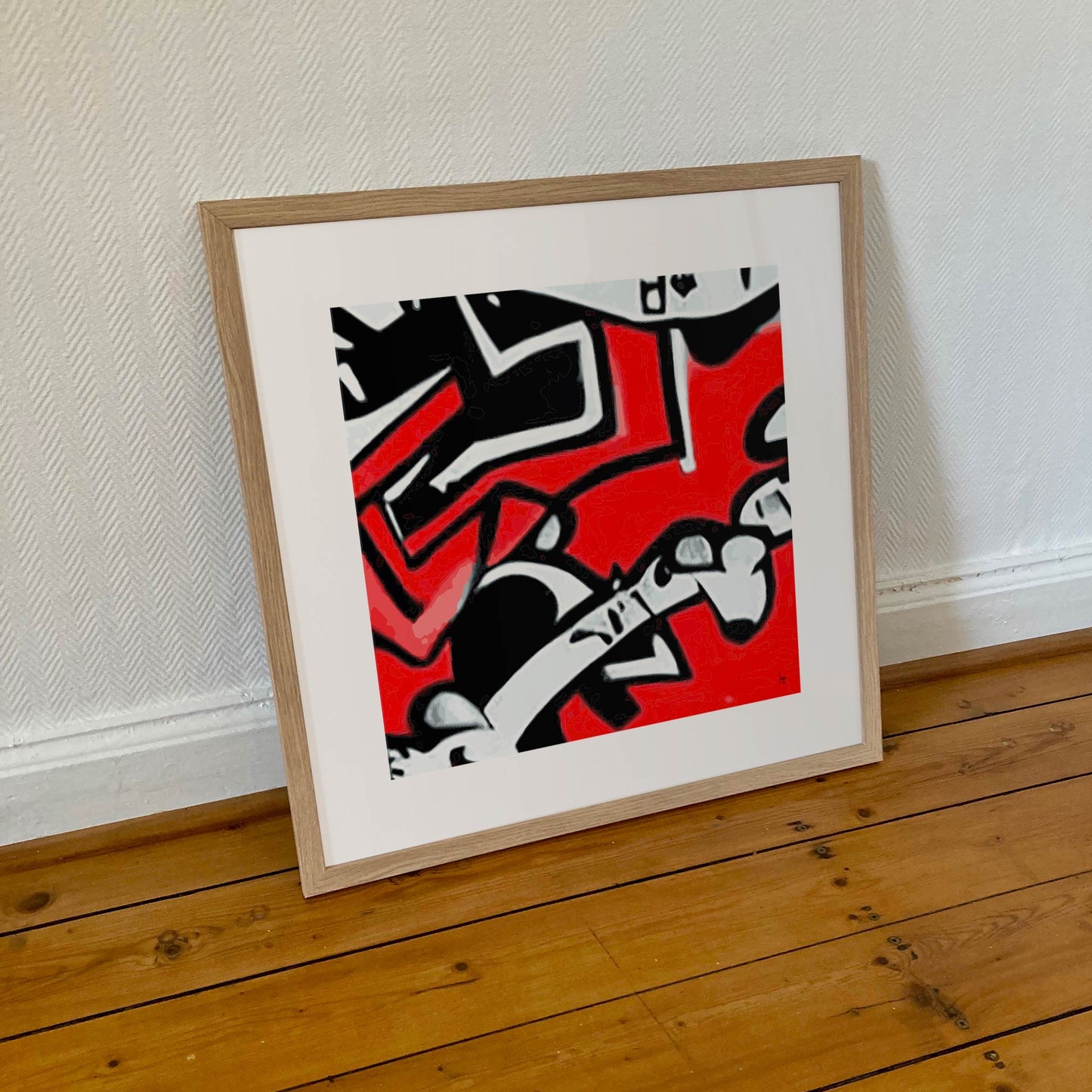 MicMac, tirage abstrait contemporain encadré au format 50x50 cm.