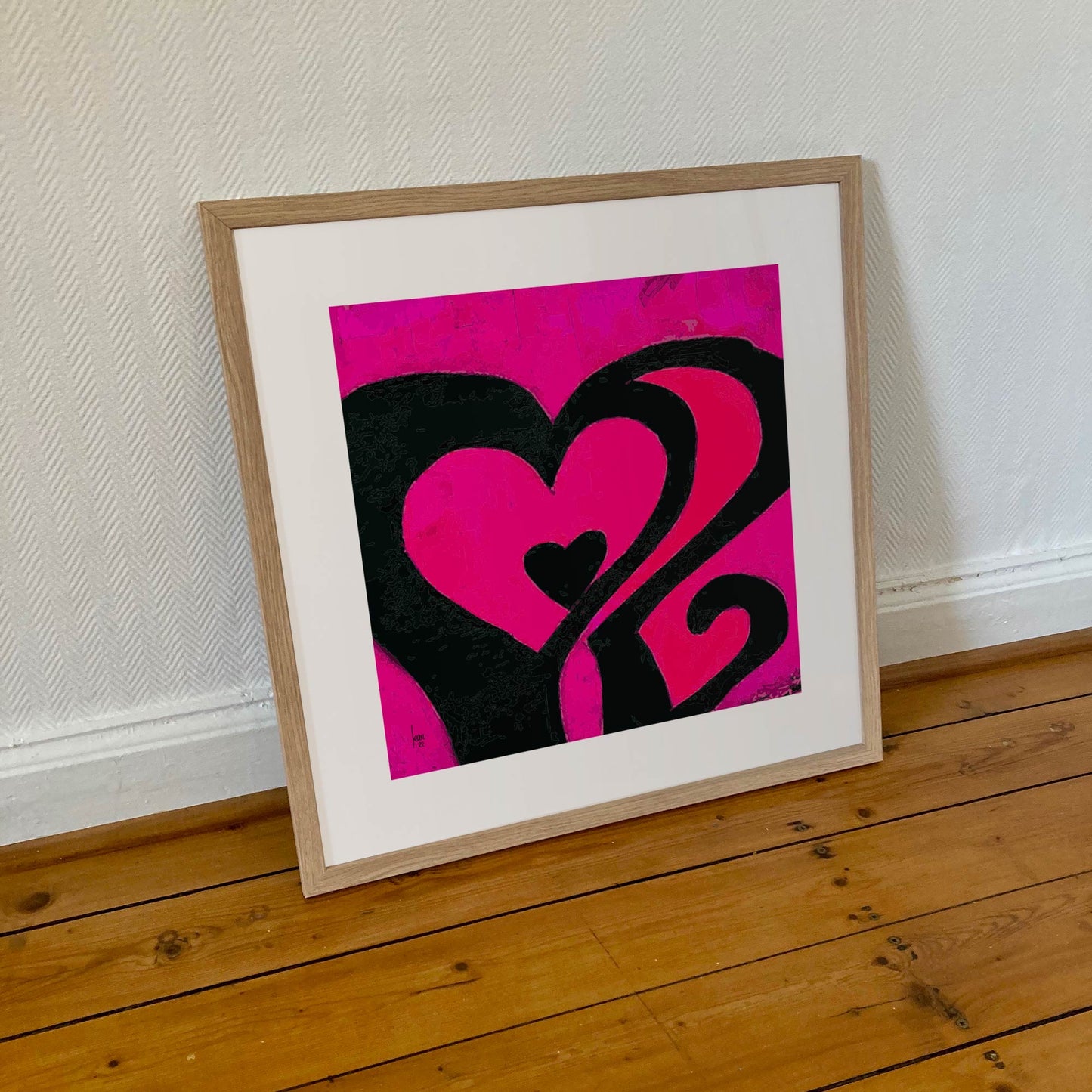 Echo, tirage d'art abstrait encadré au format 50x50 cm.