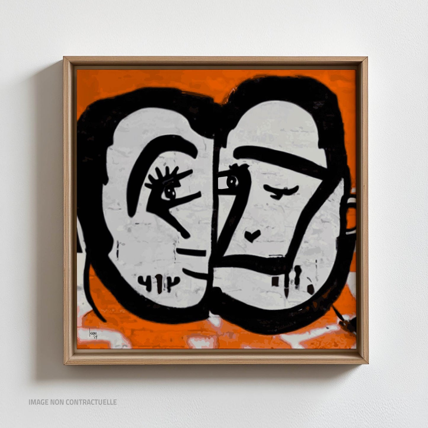 Regards Croisés, tirage sur caisse américaine au format carré 110x110 cm, art contemporain.