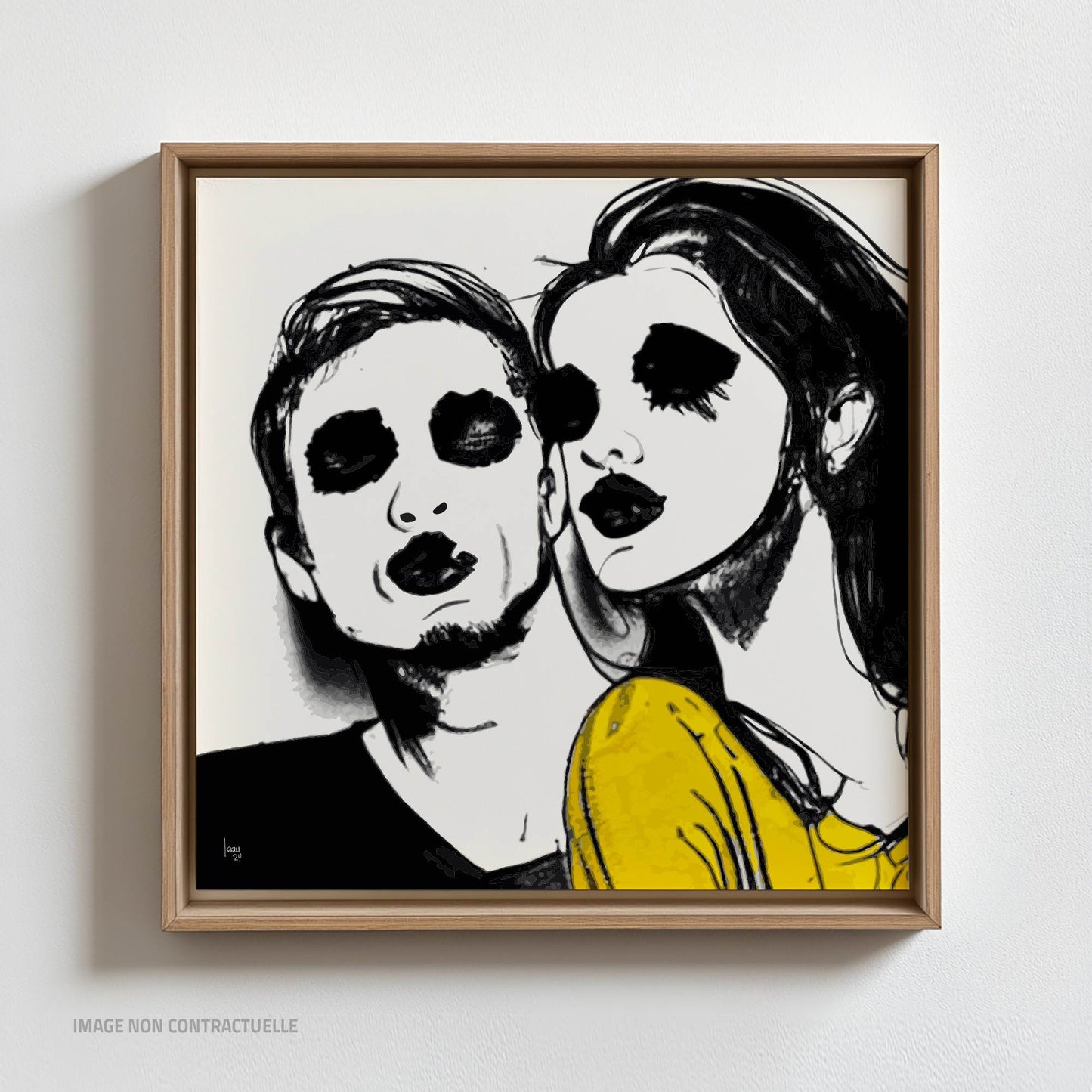 Joe et Line, tirage contemporain sur caisse américaine au format carré 110x110 cm.