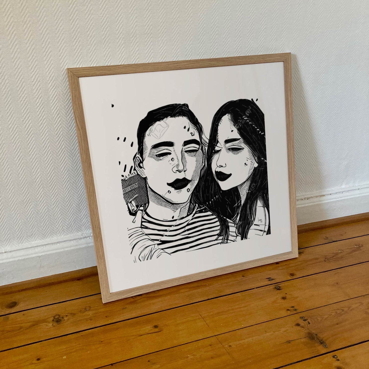 Tim et Sally, tirage abstrait encadré format 50x50 cm, édition limitée.