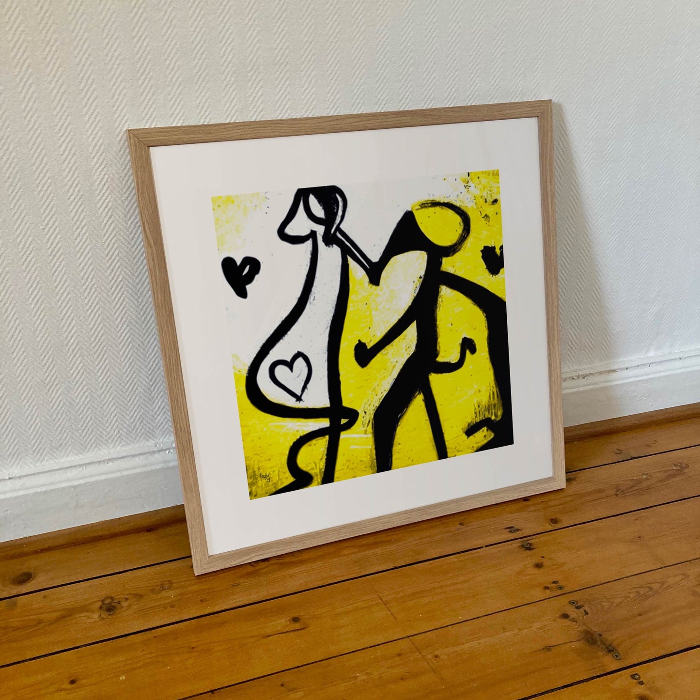 Tirage d’art Marche des animaux encadré au format 50x50 cm, parfait pour une décoration murale pleine de caractère et de douceur.