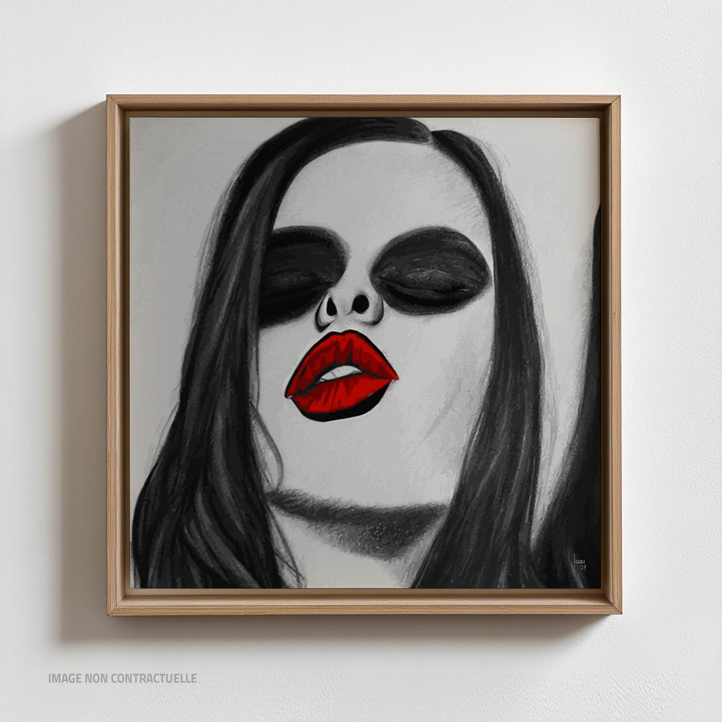 Tirage d'art "Lipstick" sur caisse américains, format 110x110 cm, style abstrait multicolore.