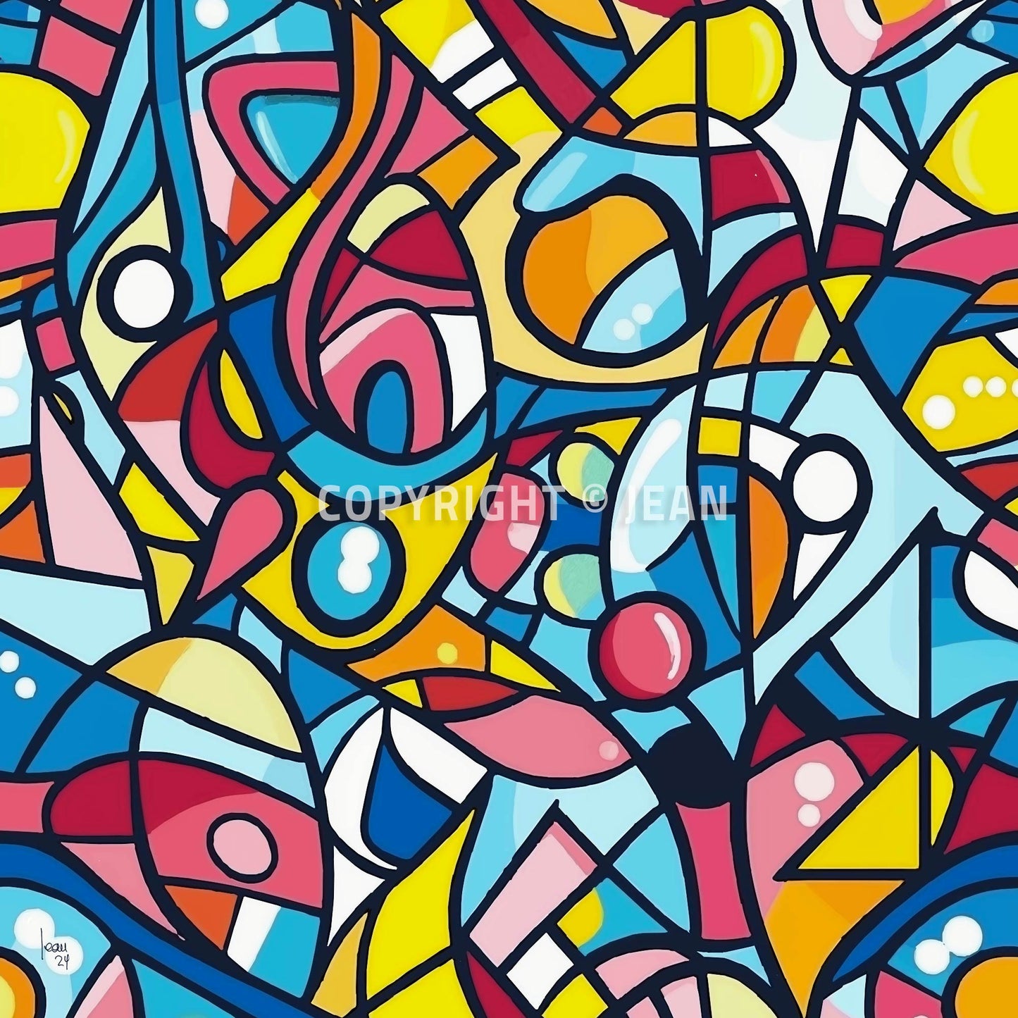 Œuvre numérique "Molécules" représentant une structure organique abstraite inspirée du vivant, en composition fluide et colorée.