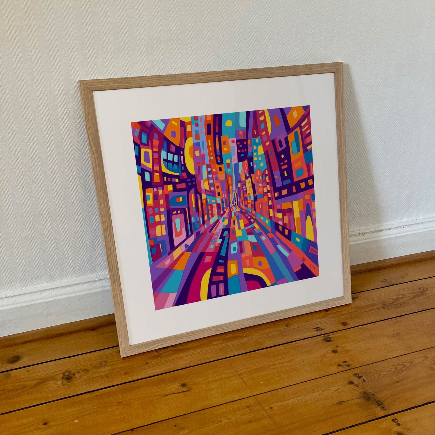 Tirage encadré "Main Street", format 50x50 cm, art urbain contemporain à acheter en ligne.