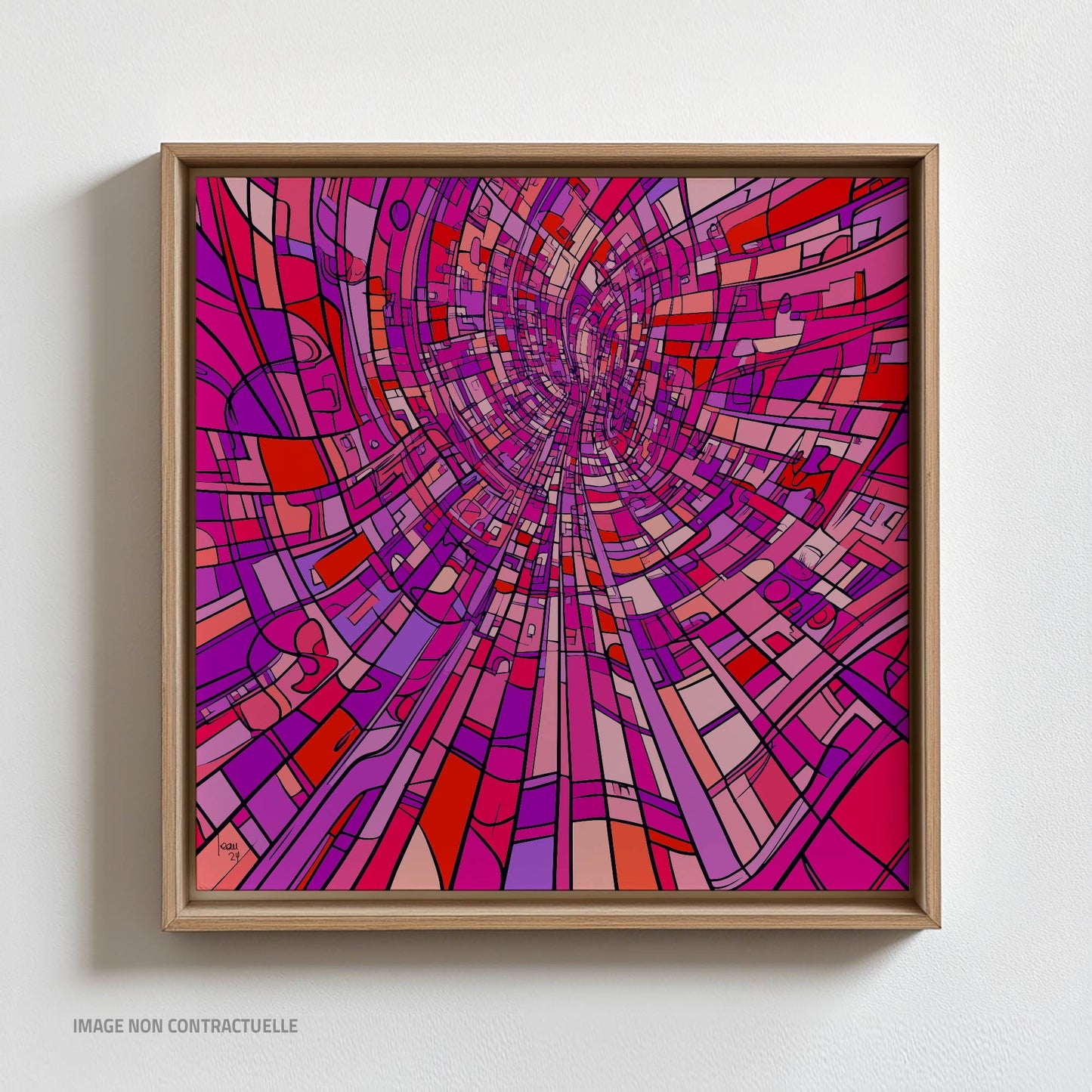 Tirage sur caisse américaine "Le Tube", 110x110 cm, art contemporain aux couleurs vives, édition limitée sur limonadebleue.com.