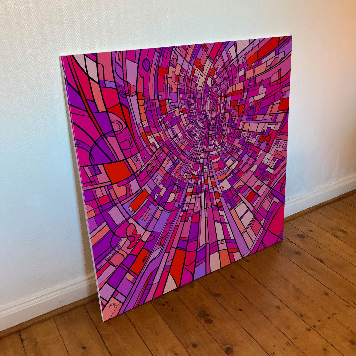 Tirage d'art numérique "Le Tube", monté sur châssis bois, format 100x100 cm, disponible sur limonadebleue.com.