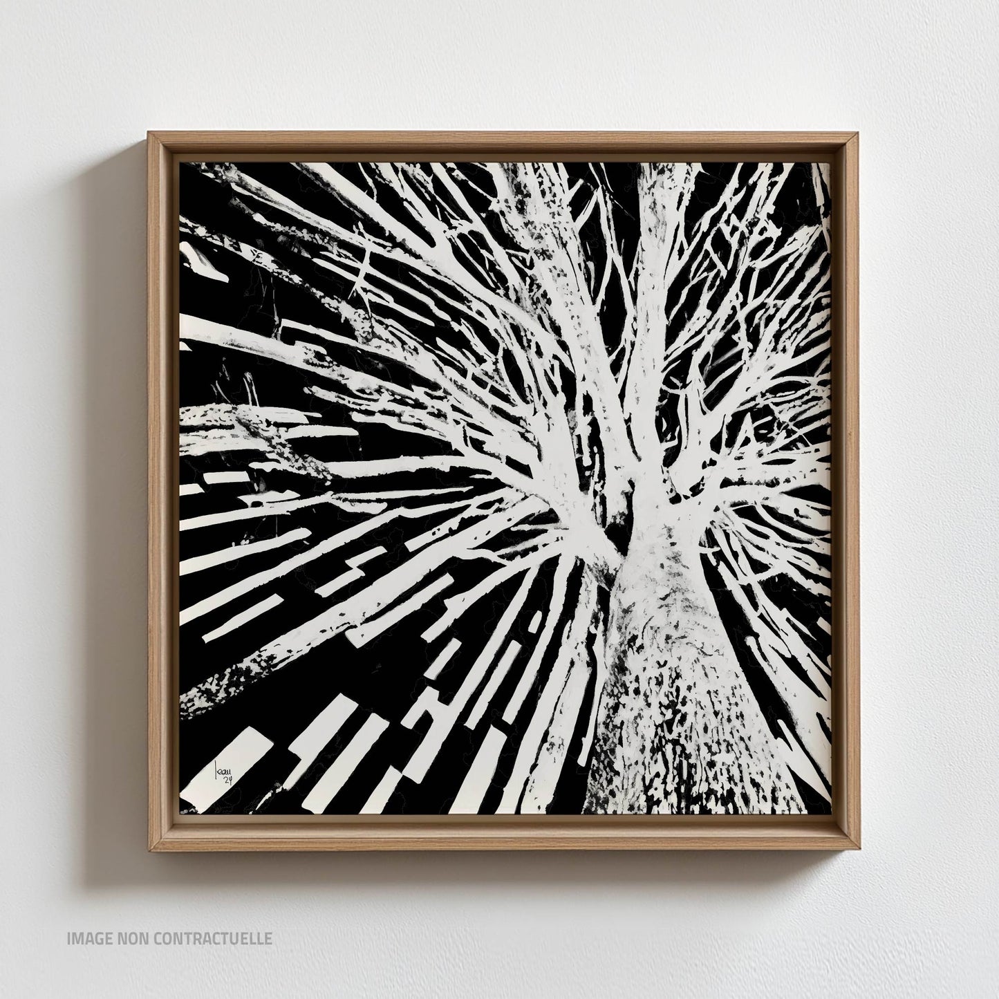 Caisse américaine 110x110 cm. Mon oeuvre "Tree" - Composition artistique évoquant la force et l’énergie de la nature.