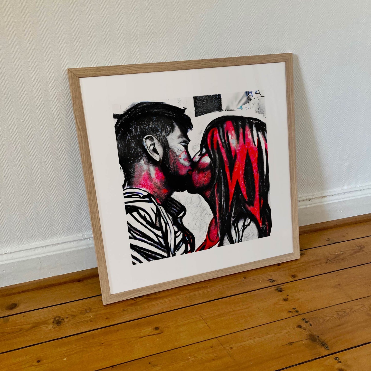 Tirage d’art Incandescence au format 50x50 cm, encadré avec soin pour sublimer les teintes vibrantes et les formes expressives.