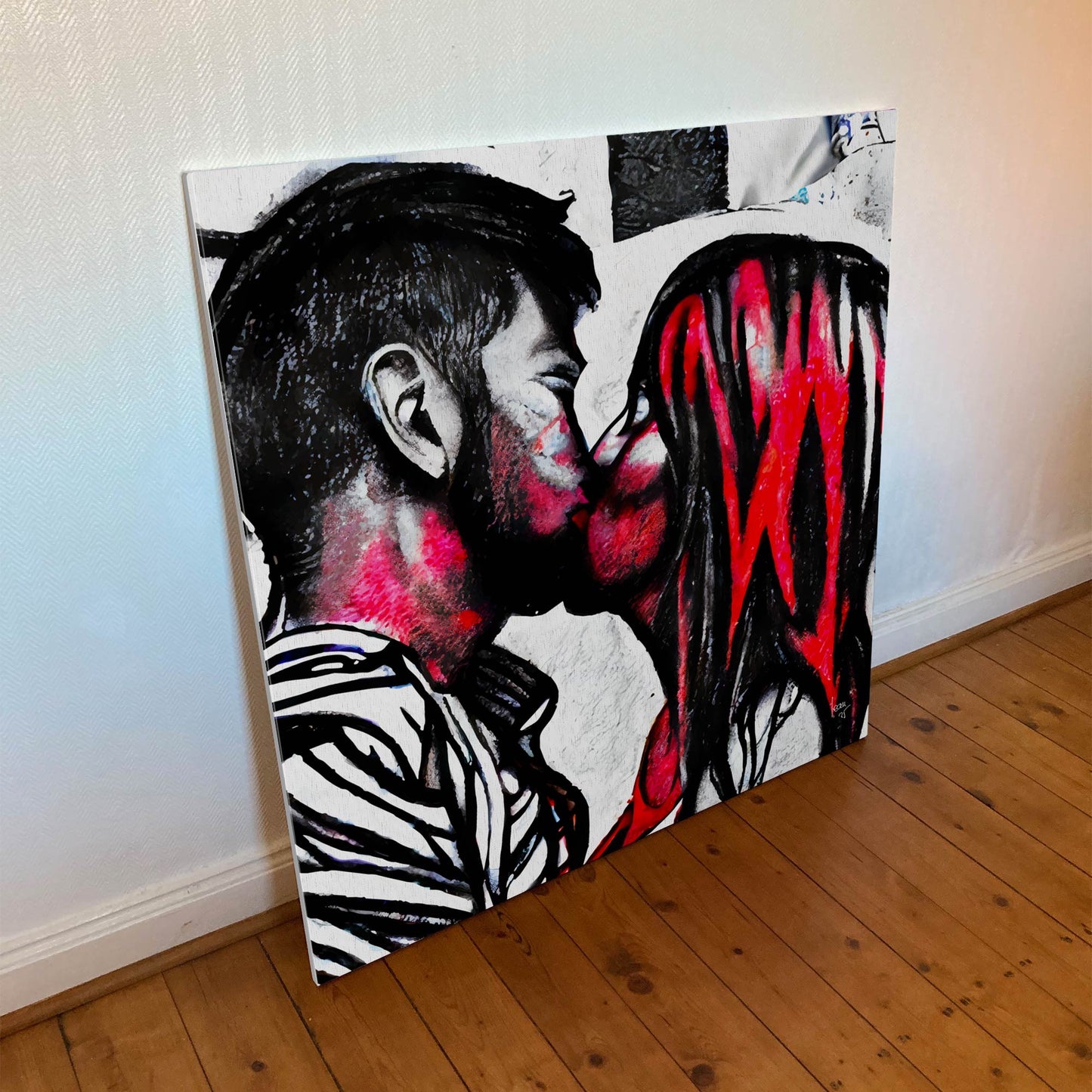Tirage sur toile 100x100 cm de l'œuvre Incandescence, révélant toute l’intensité lumineuse et la richesse colorée de la création.