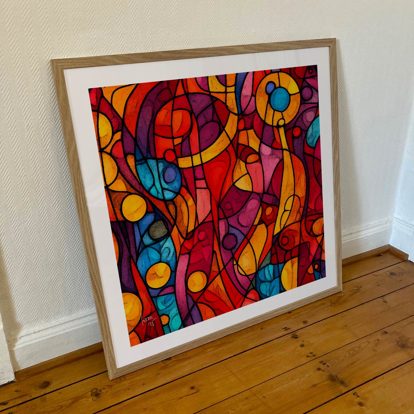 Œuvre "Effacement" encadrée au format 70×70 cm, représentation graphique de la disparition de l’individu, encadrement sobre et élégant.