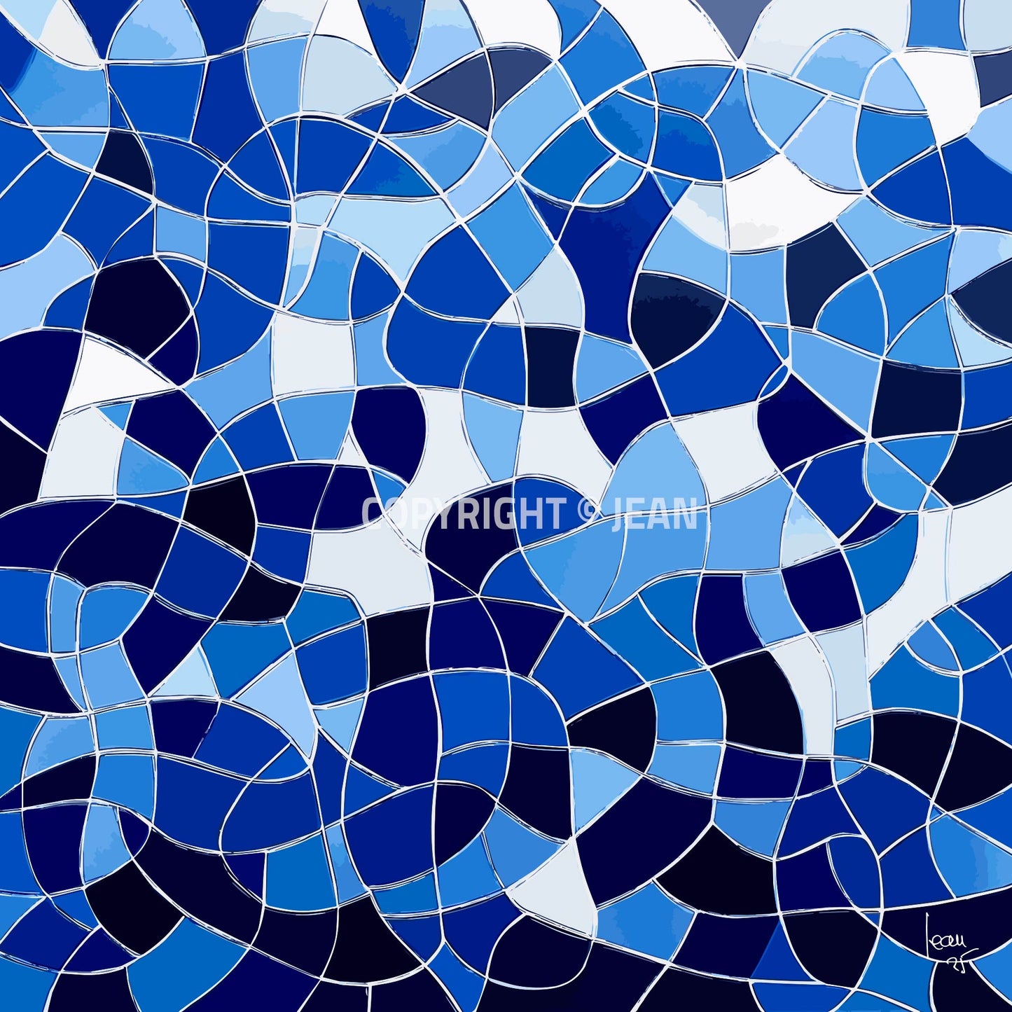 Tableau abstrait Abysses art contemporain bleu océanique méditatif