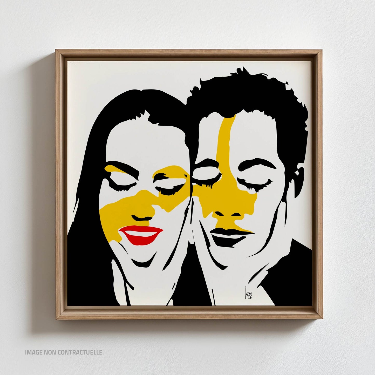 Tirage d'art Connexionssur cadre flottant, format carré 110x110cm, art abstrait et moderne, en vente sur limonadebleue.com