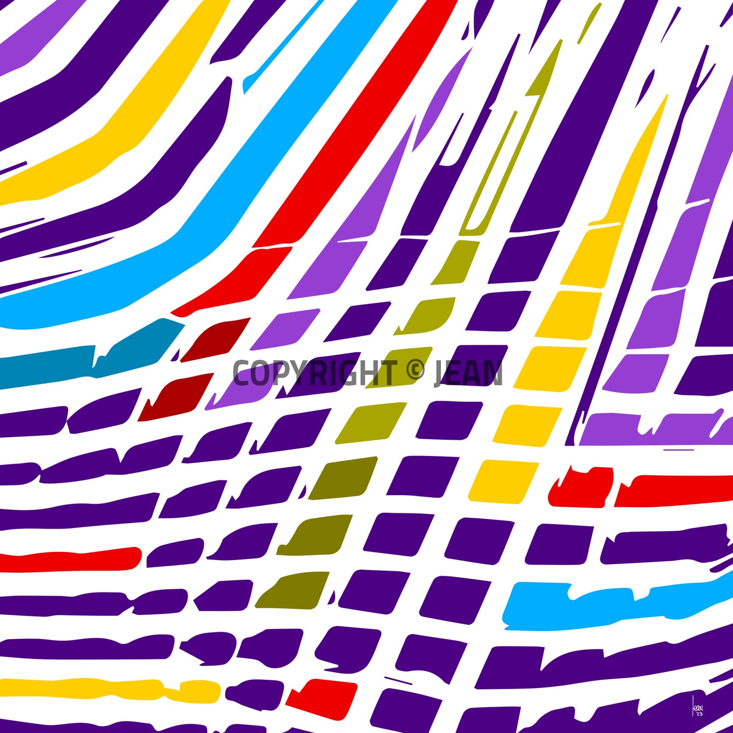 Cyclone, tirage d'art haut de gamme, art abstrait aux couleurs dynamiques et formes tourbillonnantes. Disponible sur limonadebleue.com.