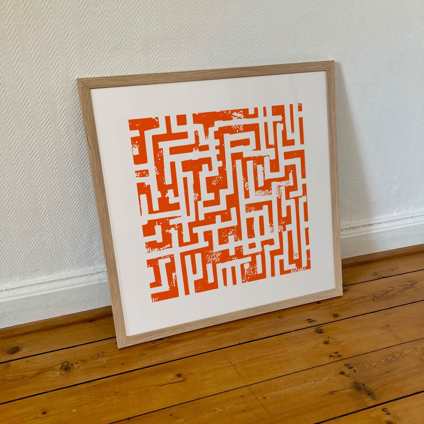 Itinéraire, œuvre encadrée 50x50 cm, abstrait lumineux.