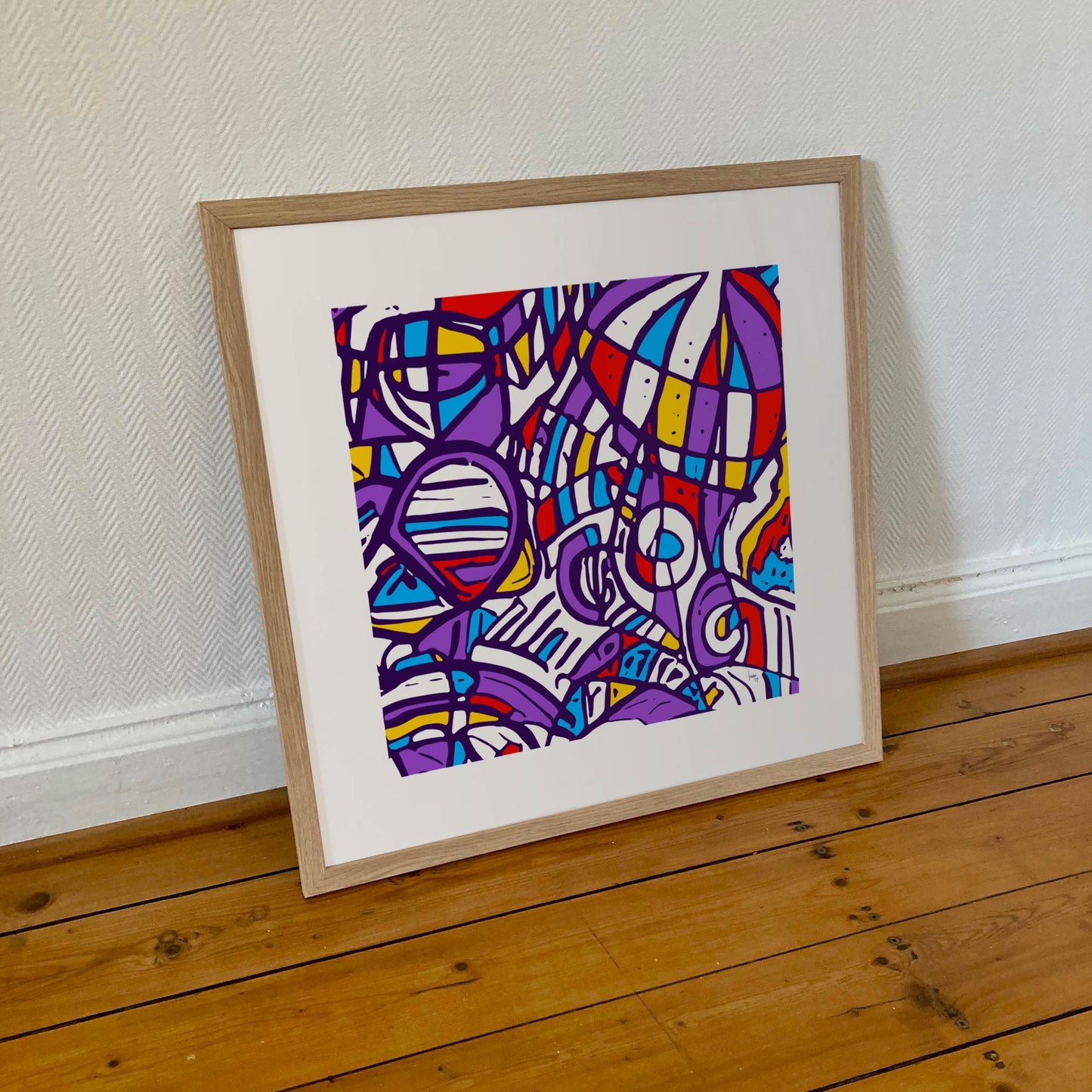 Œuvre numérique "Les Ballons" disponible en tirages d'art contemporain, plusieurs formats et finitions premium sur limonadebleue.com