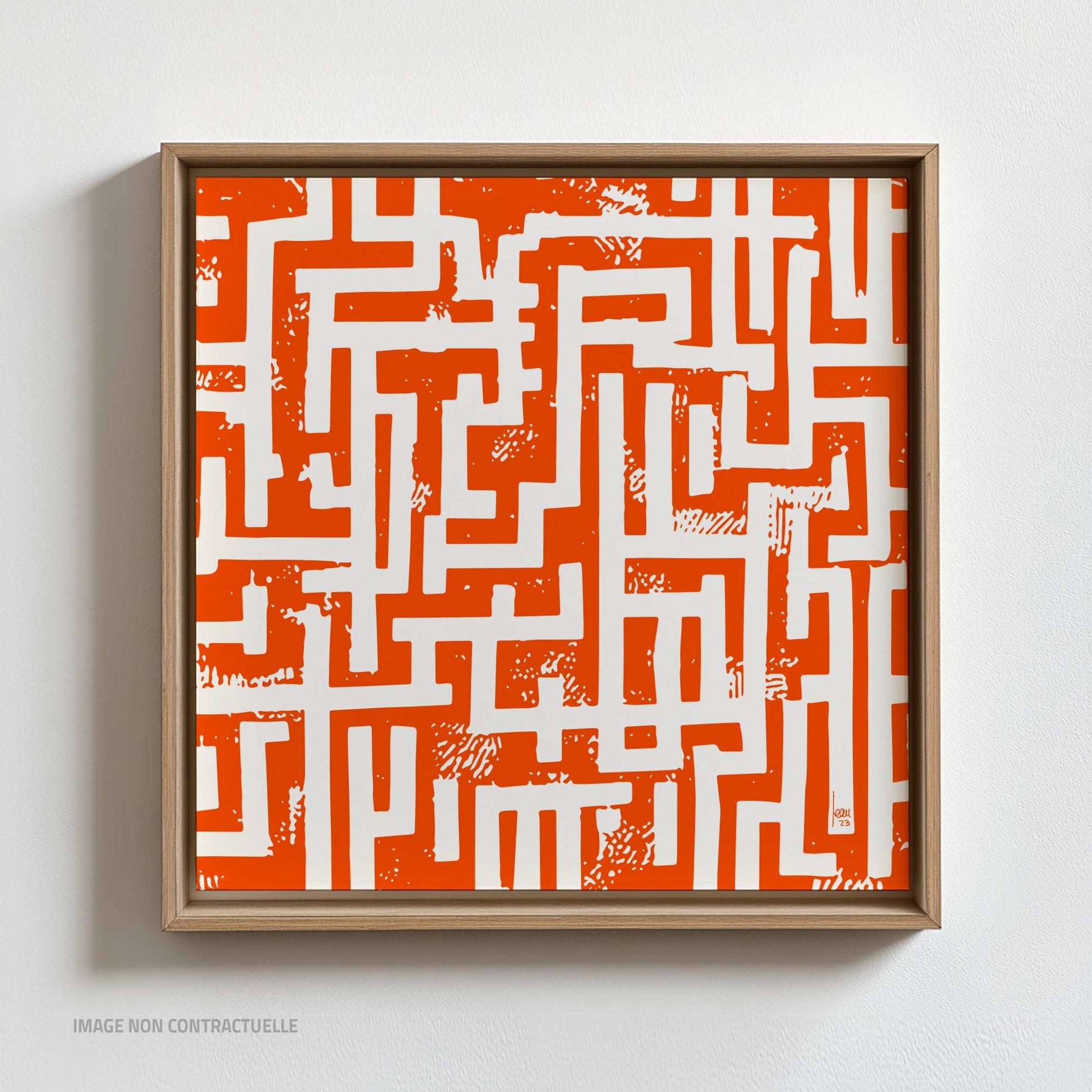 "Itinéraire", tirage sur caisse américaine 110x110 cm, design contemporain.