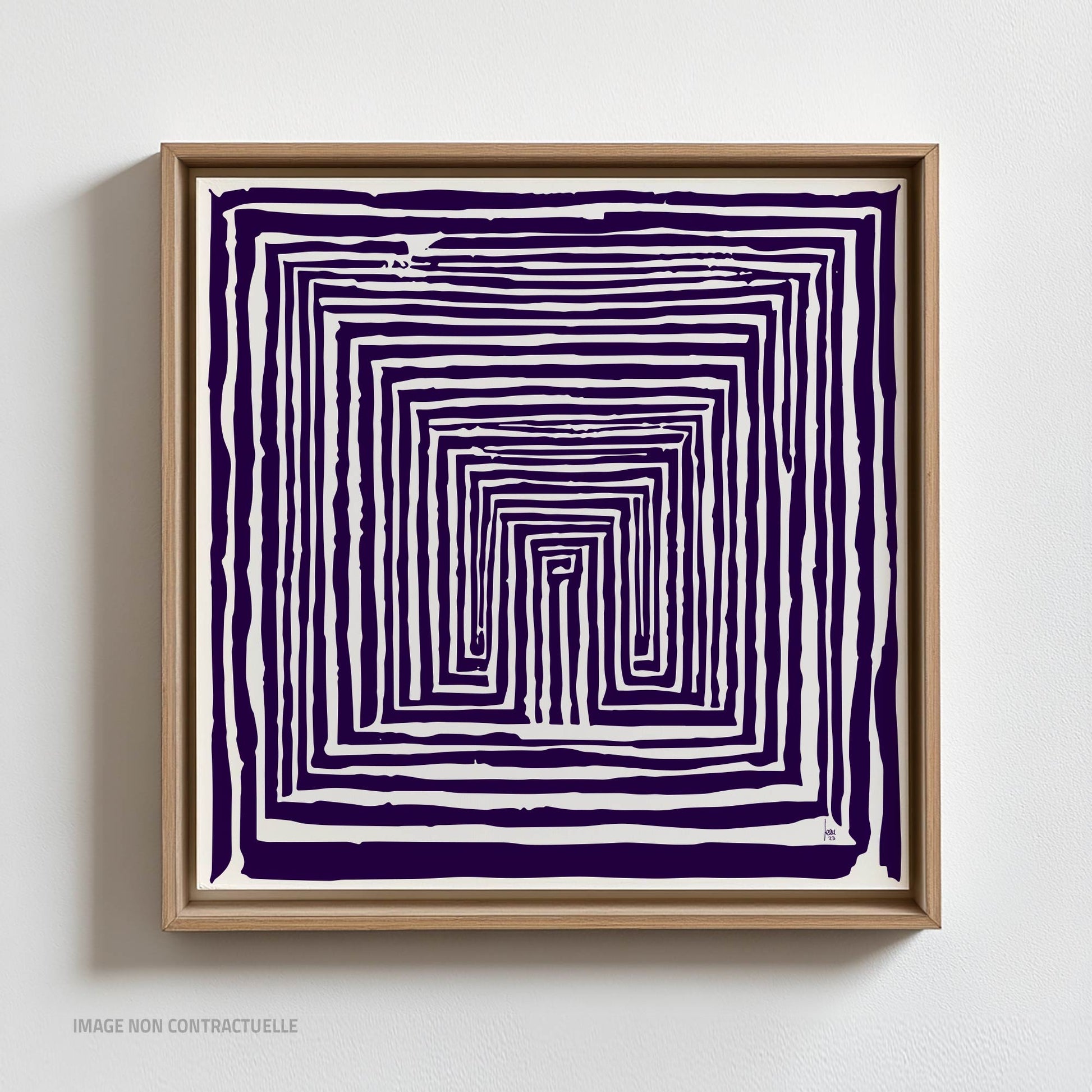 Mon oeuvre "Le Corridor", sur cadre flottant, inspiration labyrinthe.