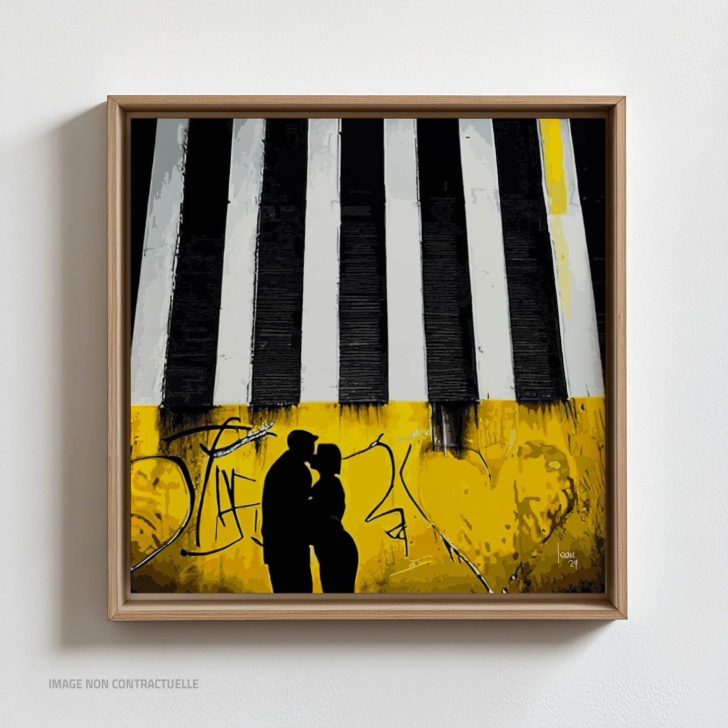 Tirage d'art monté sur cadre flottant, tons modernes et élégants. "Pianorama" format 110x110 cm