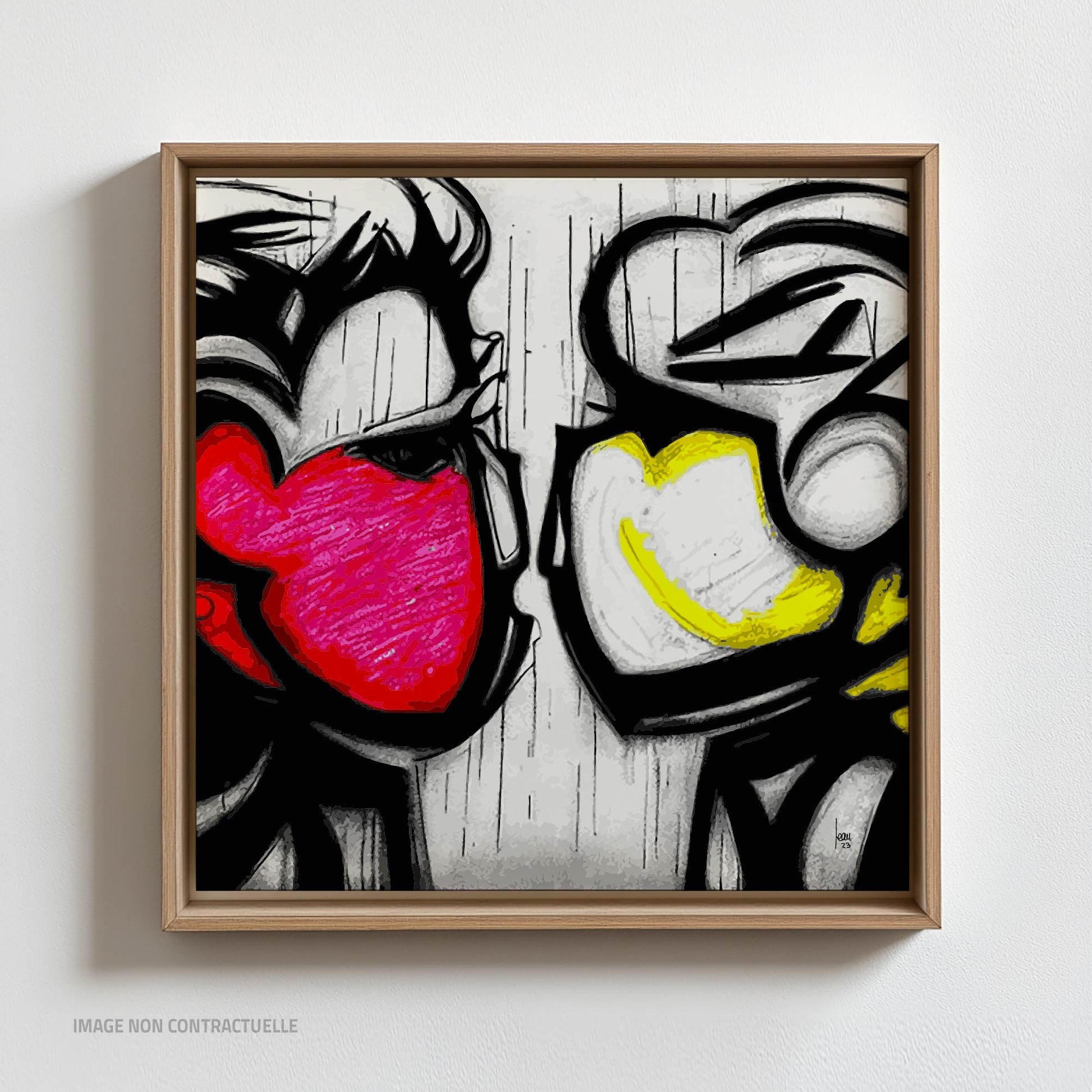 Oeuvre "Tête-à-Tête", tirage sur caisse américaine format carré 70x70 cm.
