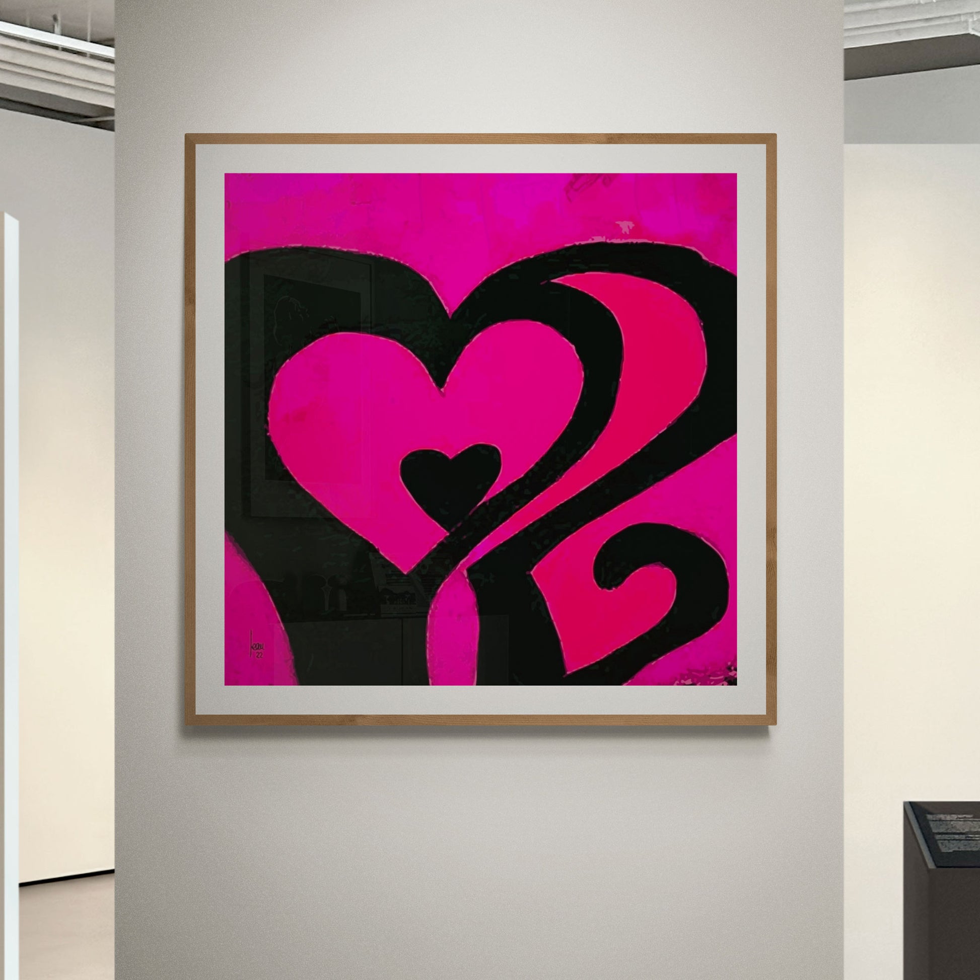 "Echo", œuvre abstraite encadrée et exposée dans une galerie d'art