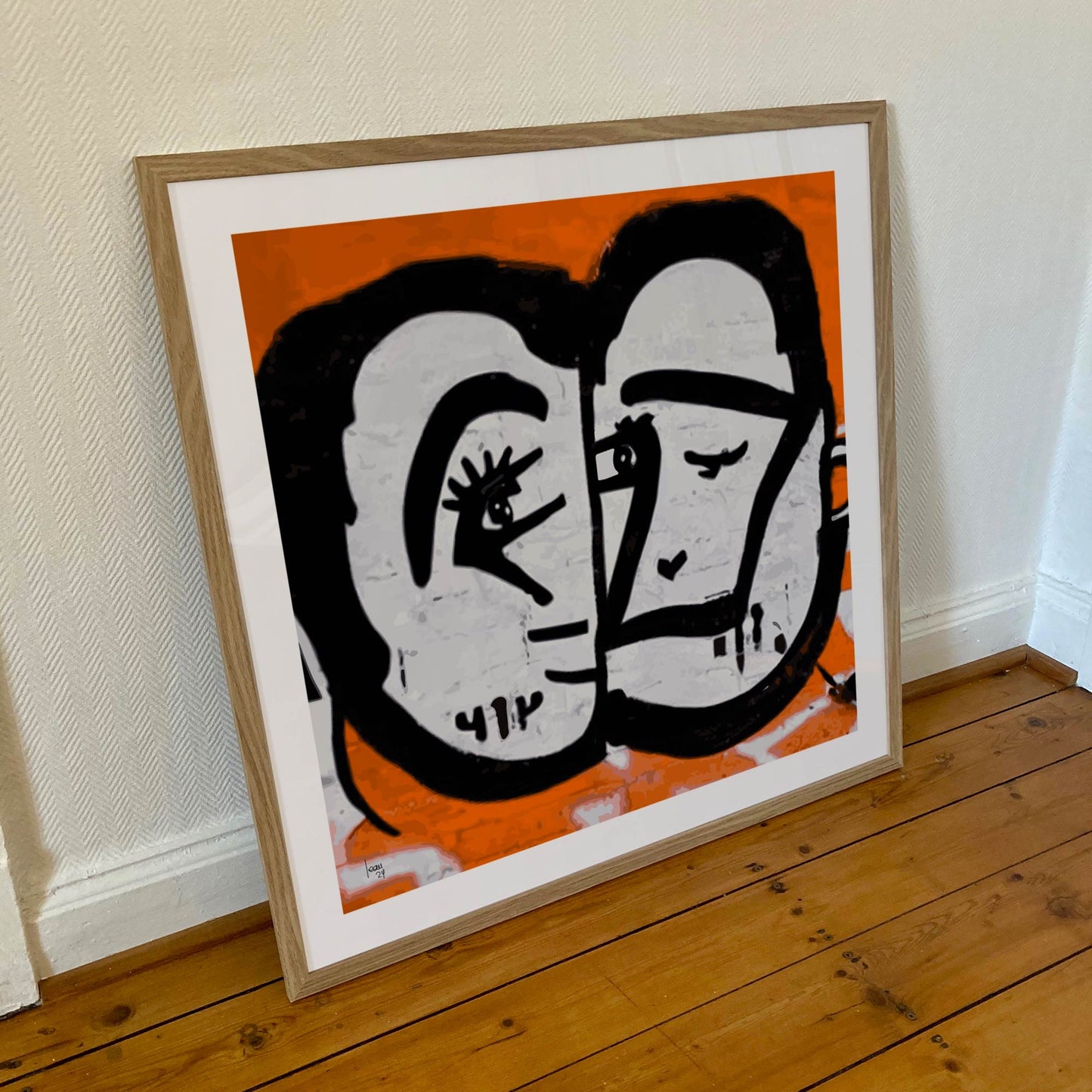 "Regards Croisés" tirage d'art contemporain sous cadre 70x70cm. Art abstrait vente en ligne.