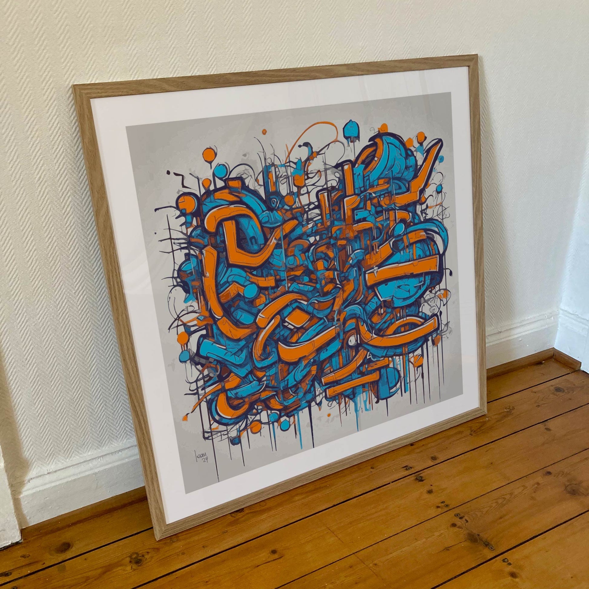 "Lévitation" tirage d'art contemporain sous cadre 70x70cm. Art abstrait vente en ligne.