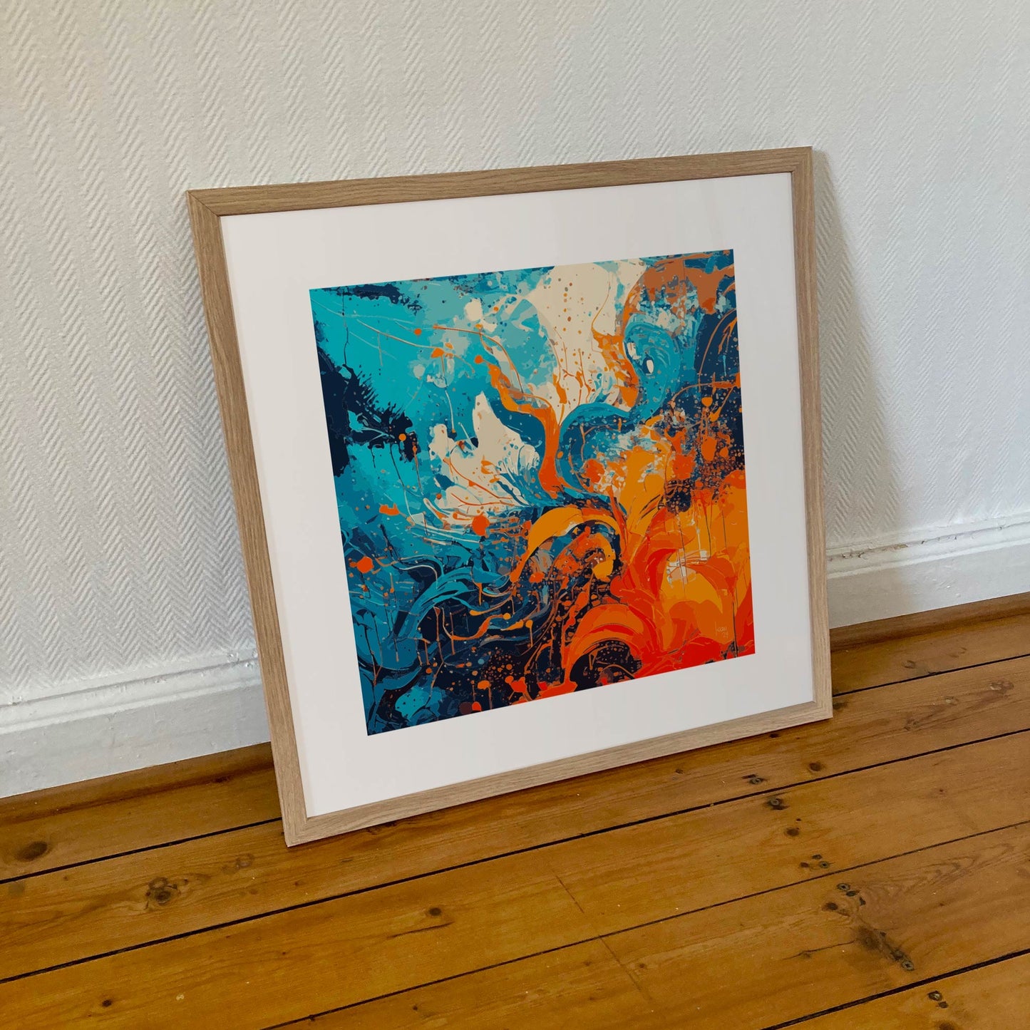 "Eruption" tirage d'art contemporain sous cadre 50x50cm. Art abstrait vente en ligne.