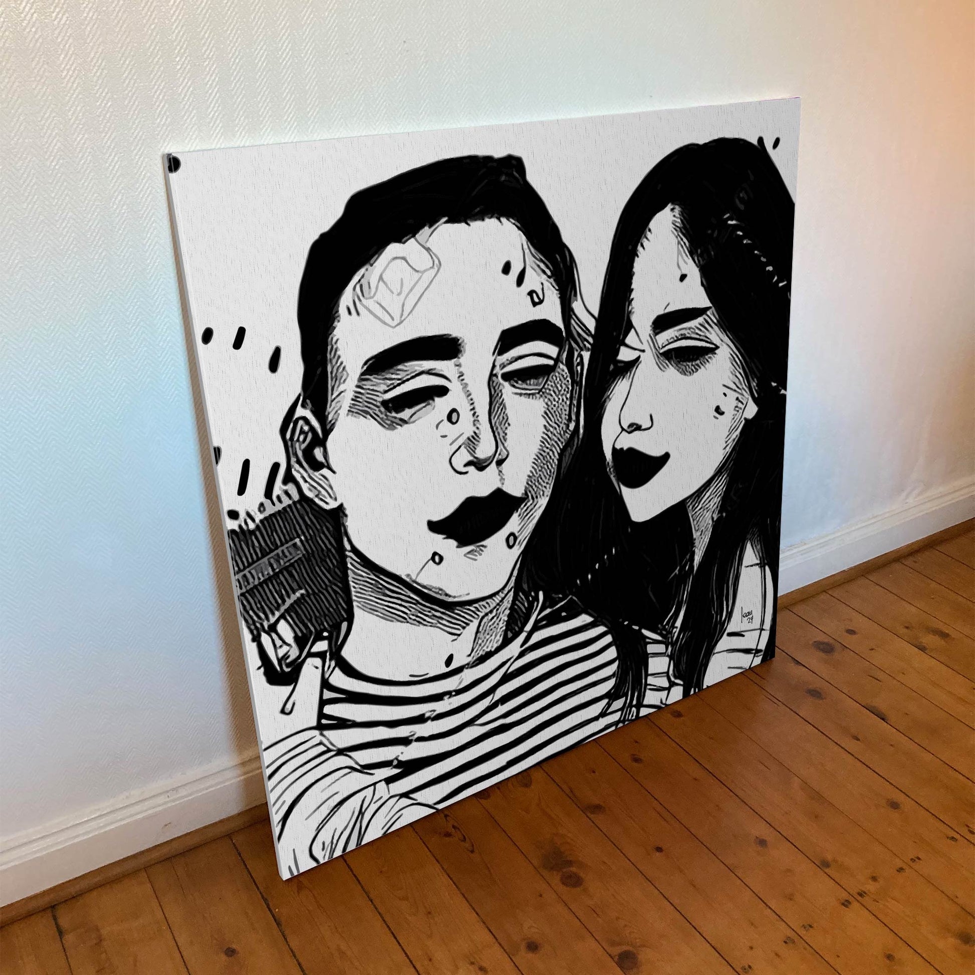 "Tim et Sally" tirage d'art contemporain sur toile et châssis bois 100x100cm