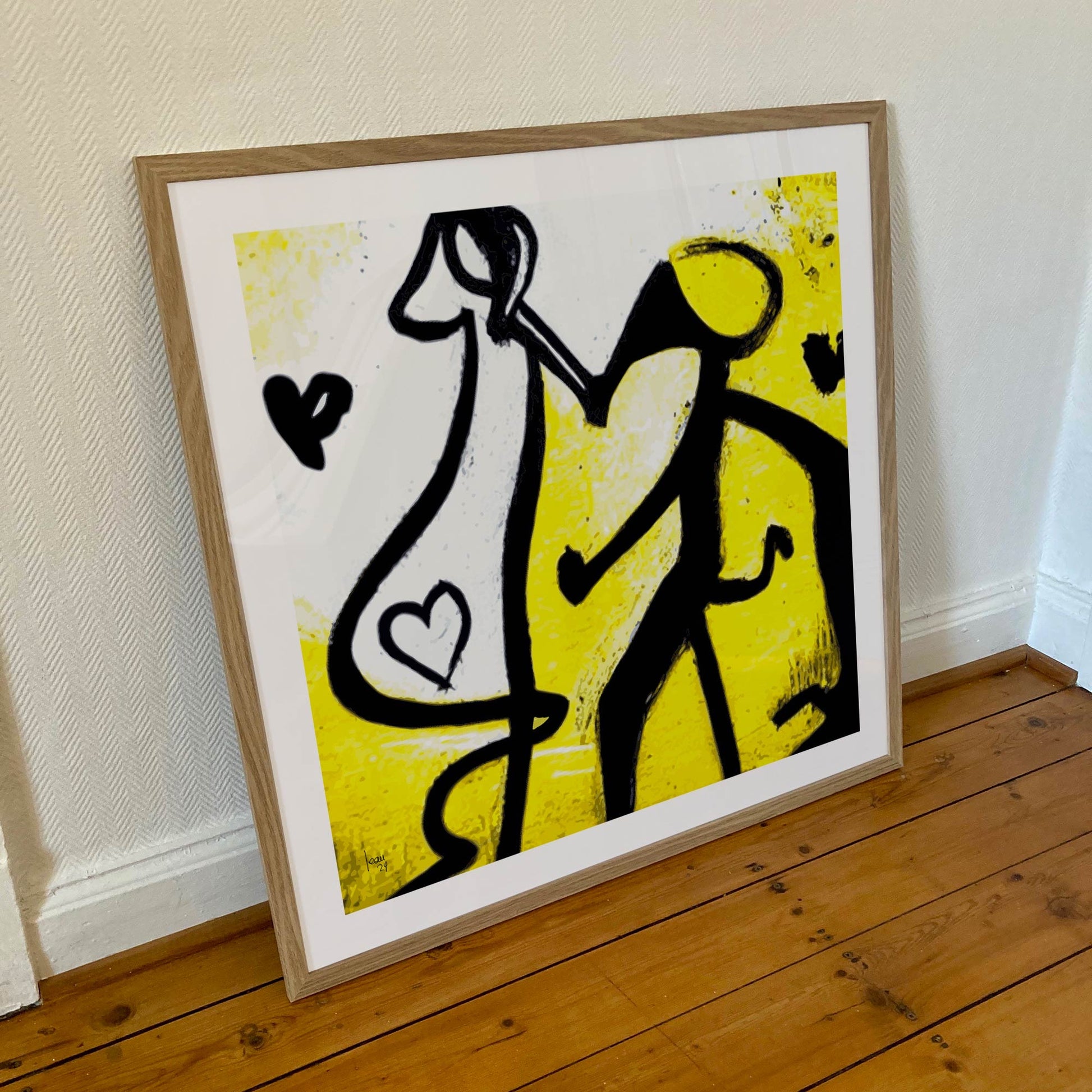 Tirage encadré 70x70 cm de l’œuvre Marche des animaux, mêlant élégance visuelle et narration onirique dans un format généreux.