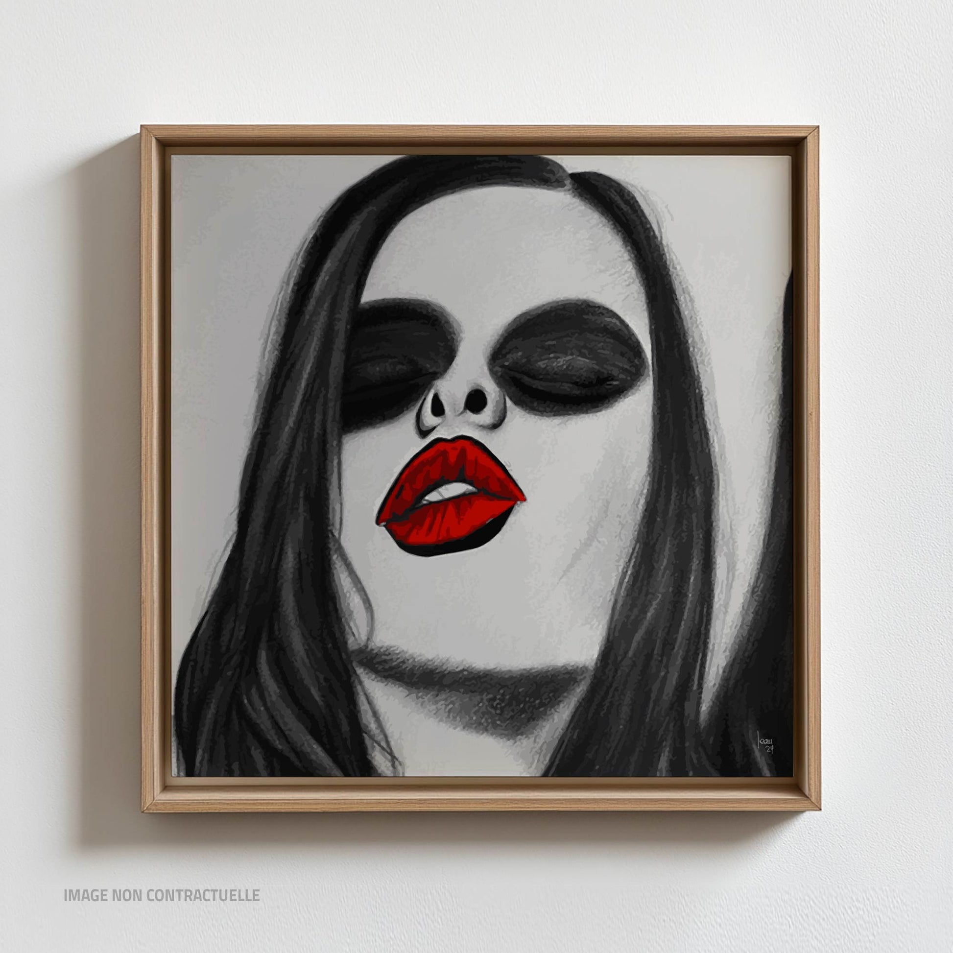 Tirage d'art "Lipstick" sur caisse américains, format 110x110 cm, style abstrait multicolore.