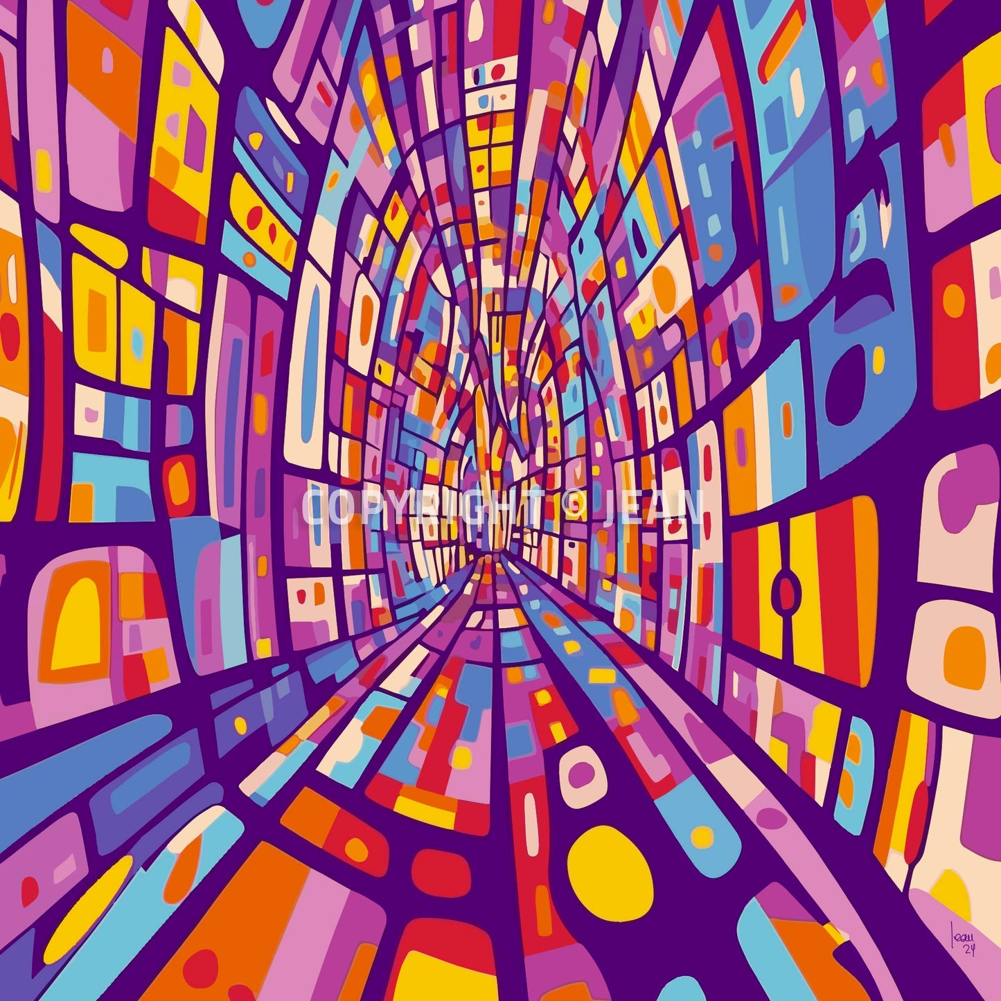 "Cathédrale" tirage d'art contemporain, art abstrait, couleurs, vente en ligne.