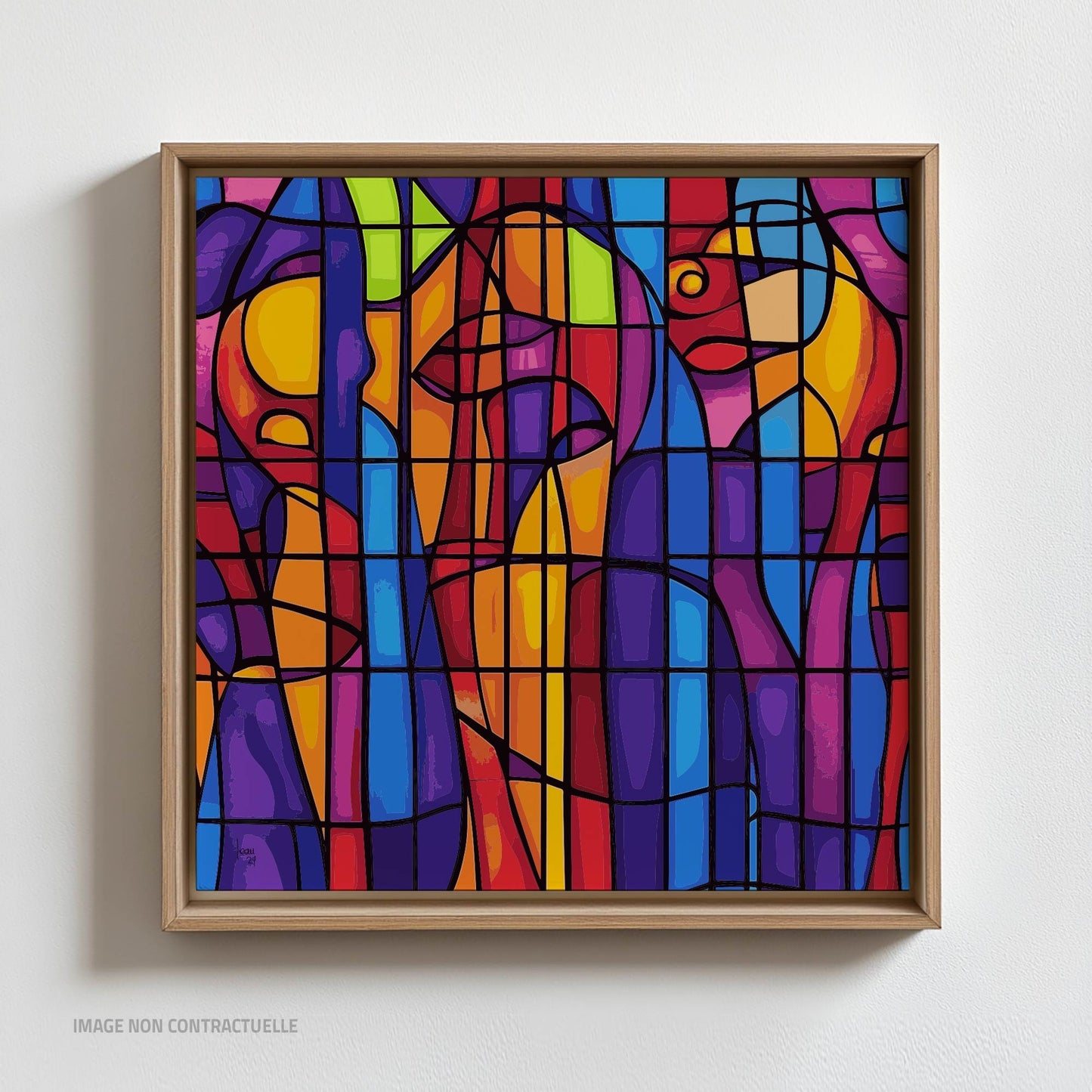 Oeuvre "Vitrail" tirage d'art sur caisse américaine format 110x110cm