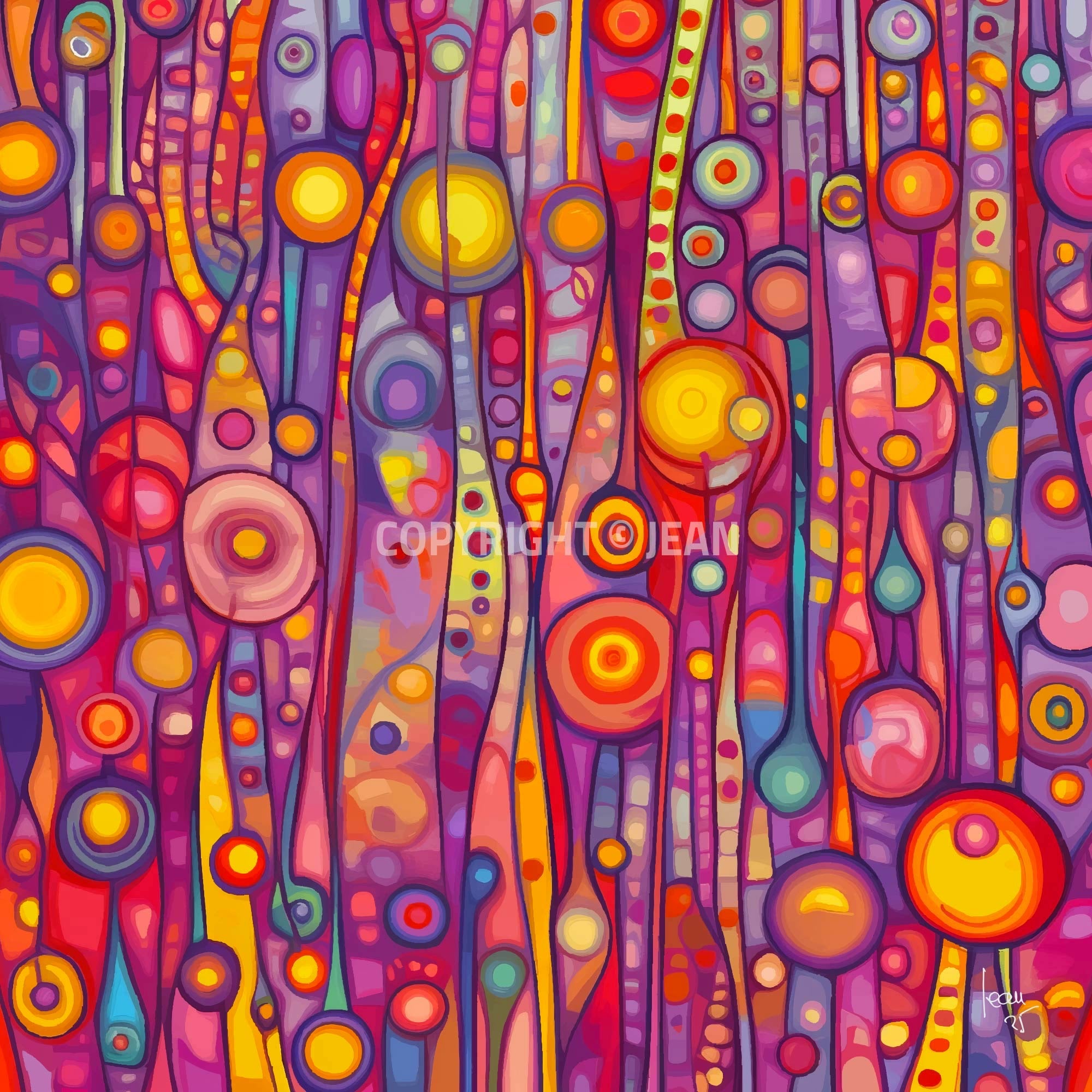 Œuvre numérique Florésie : composition florale abstraite aux teintes pastel et éclats de lumière délicats.