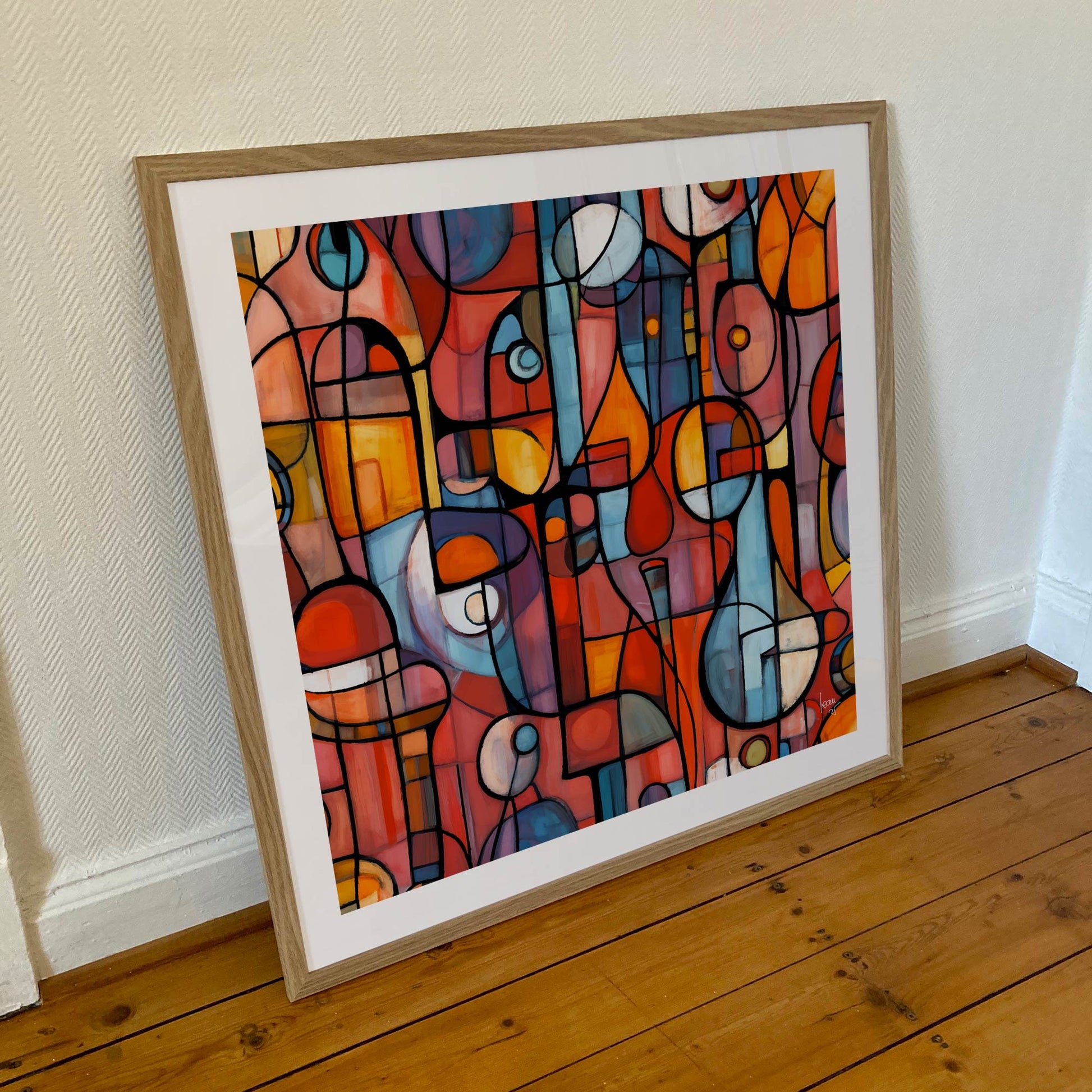 Tirage encadré 70x70 cm de l’œuvre Portivana, mettant en valeur une architecture imaginaire et harmonieuse dans un cadre raffiné.