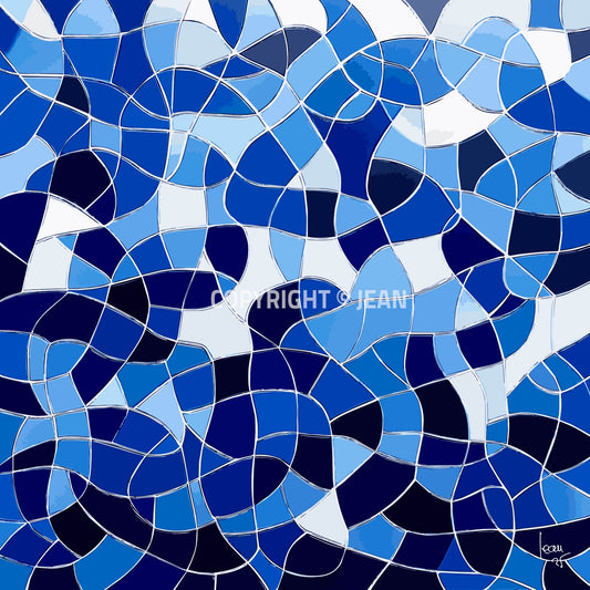 Tableau abstrait Abysses art contemporain bleu océanique méditatif
