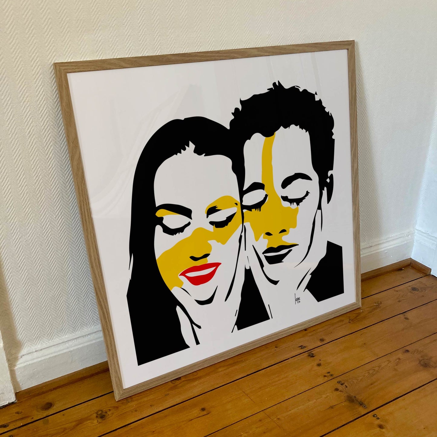 "Connexions" tirage d'art sous cadre 70x70cm.Art contemporain, art abstrait, portraits, vente en ligne