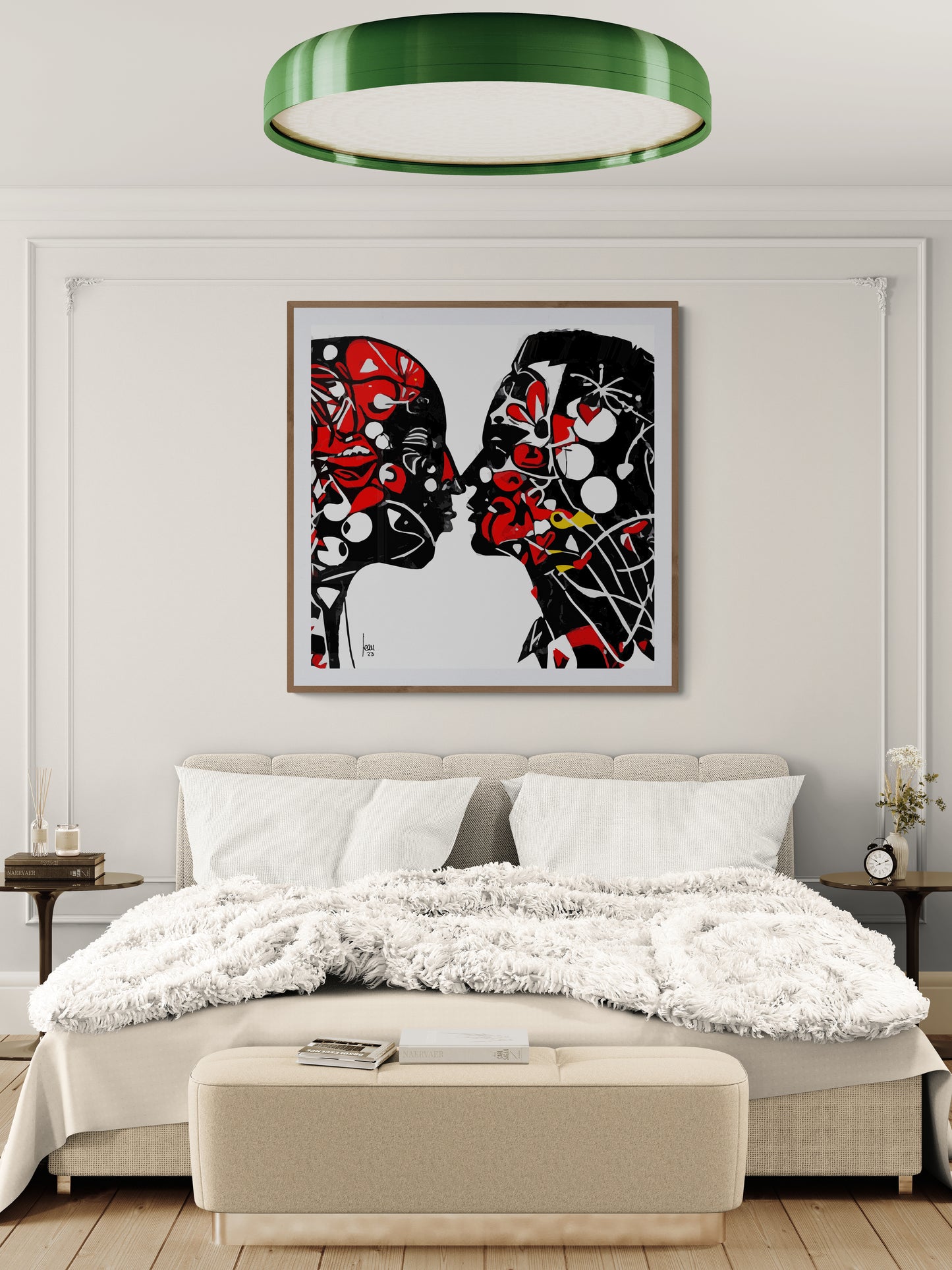 NOS PENSÉES – Tableau contemporain de deux visages en tension et connexion