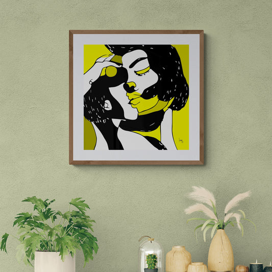 Œuvre "La Tendresse" encadrée et exposée dans un intérieur moderne, tirage d'art émotionnel en édition limitée.